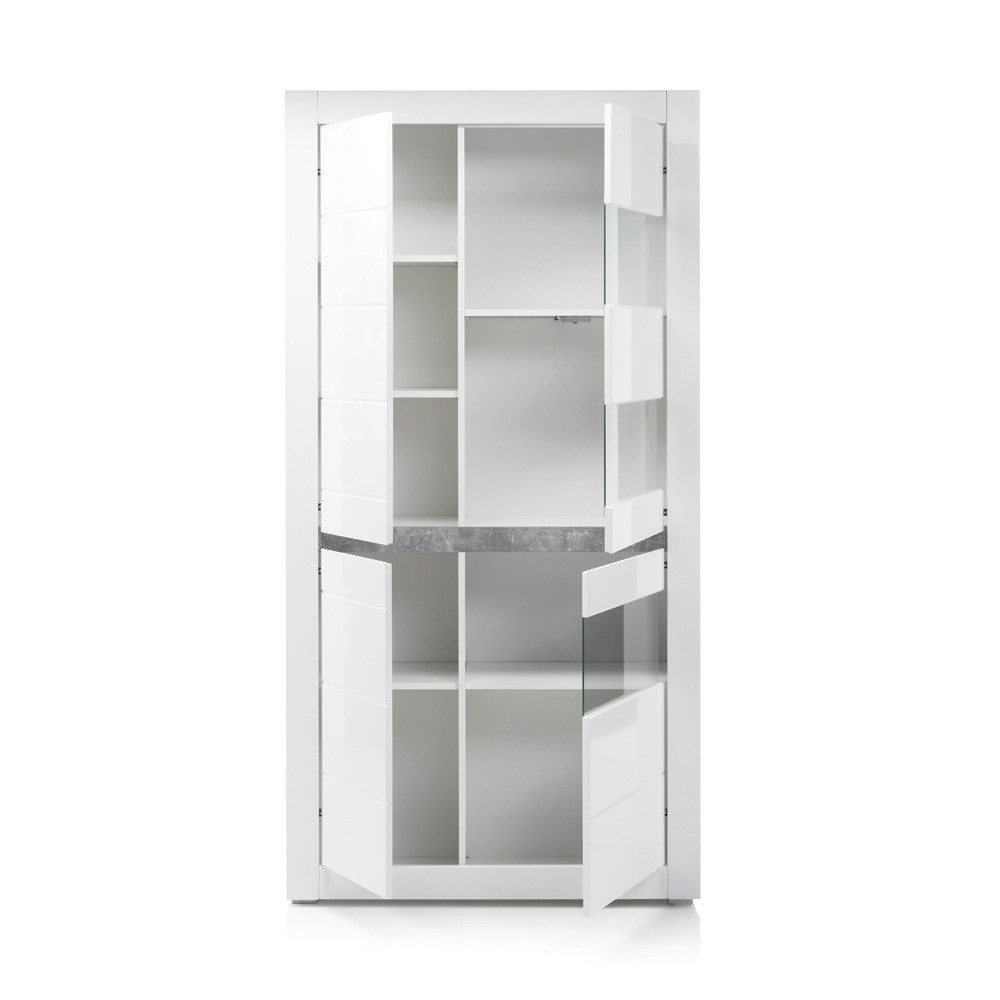 Lomadox Vitrine COGO-61 weiß Hochglanz inkl. LED 100x198x35cm