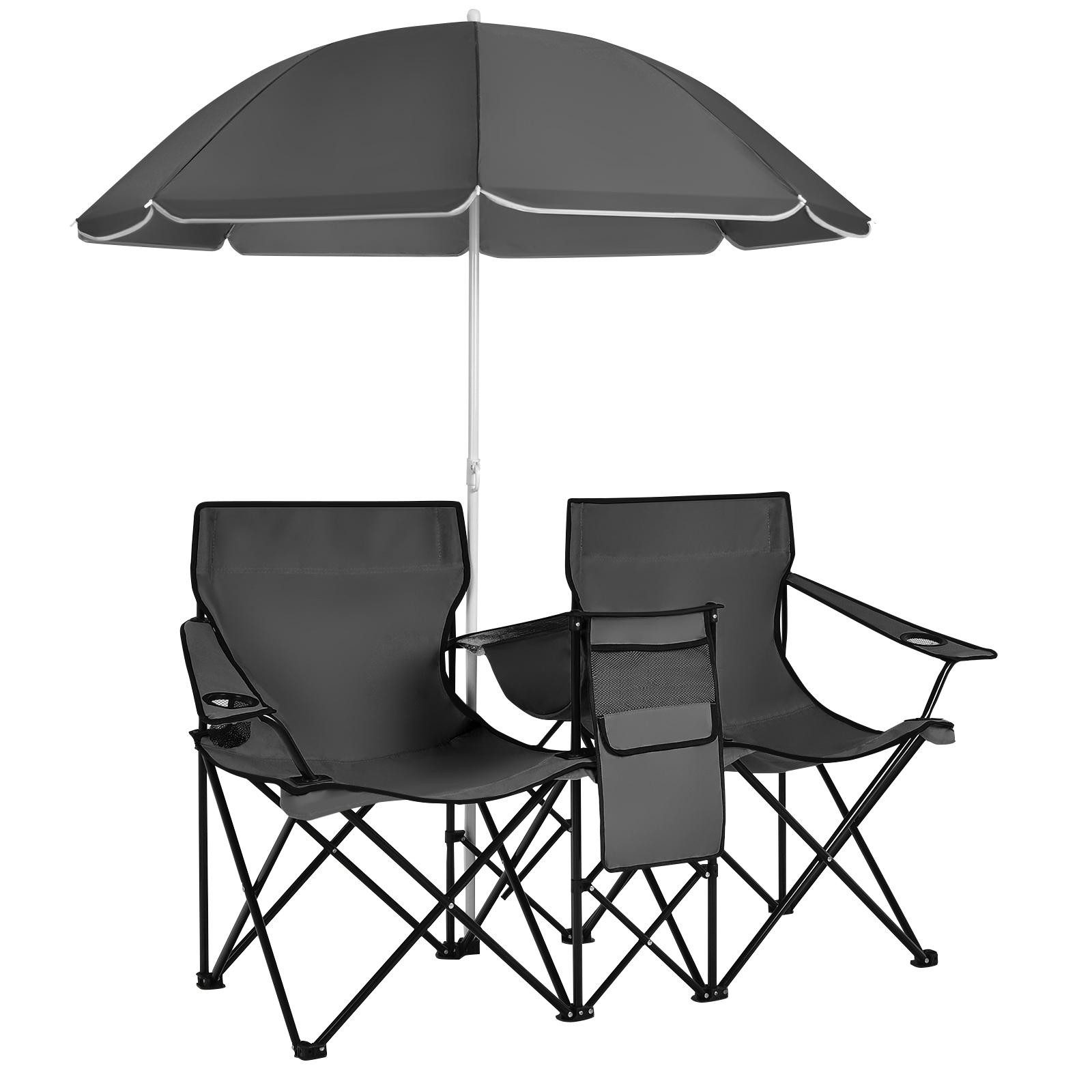 KOMFOTTEU Campingstuhl Klappstuhl, aus Oxford-Stoff,mit Sonnenschirm günstig online kaufen