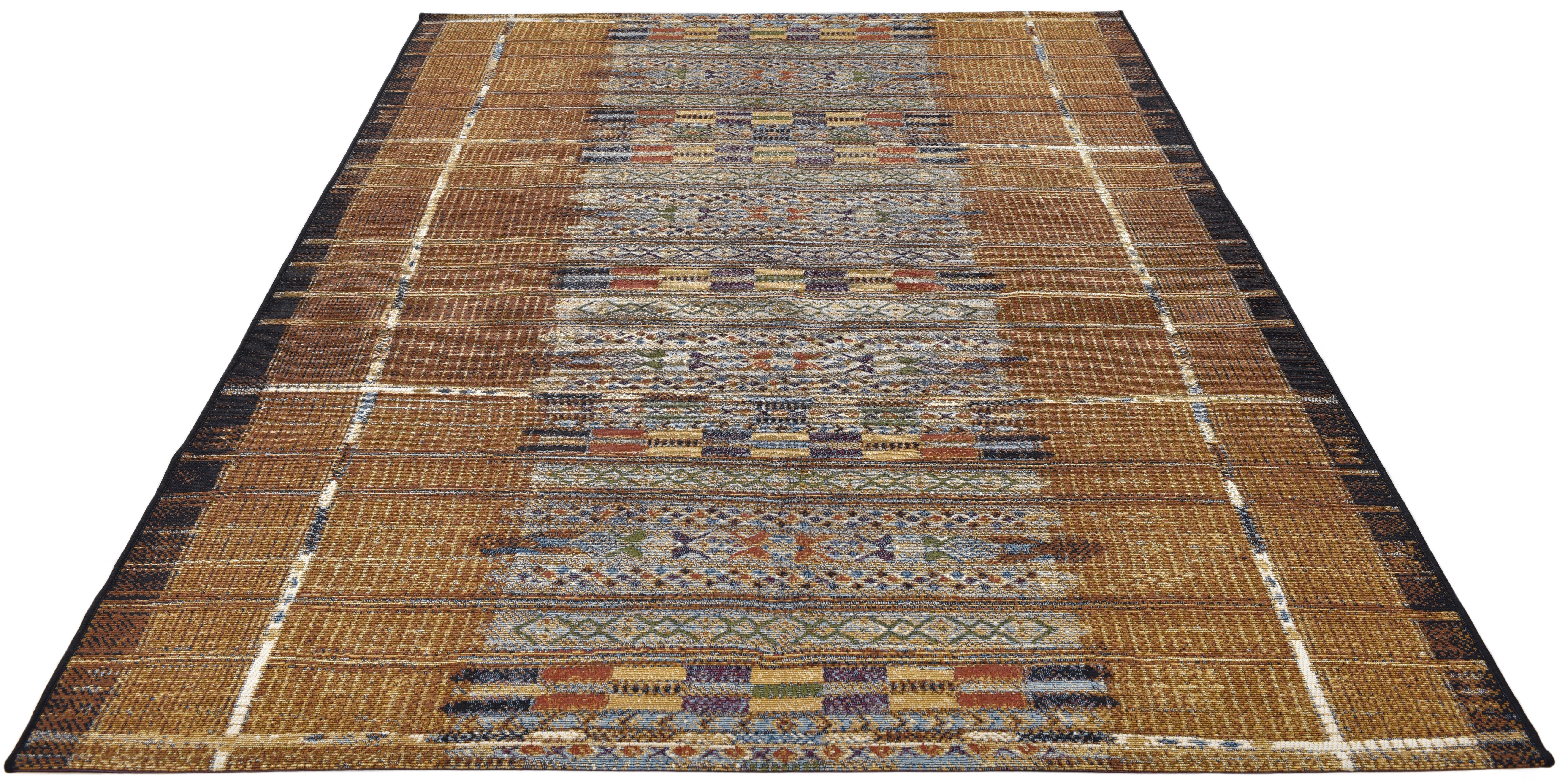 und goldfarben Falcone, Outdoor In- 5 geeignet Teppich Flachgewebe, Ethno 38, Style, Outdoor-Africa rechteckig, Höhe: mm, Gino