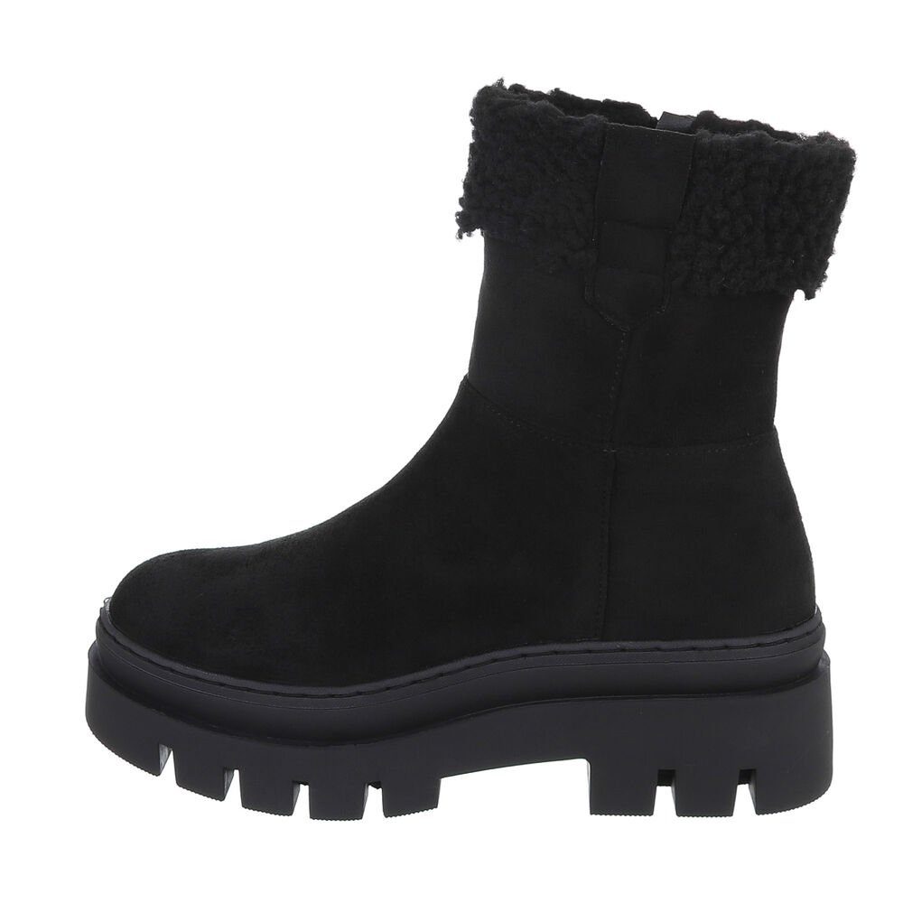 in Snowboots Blockabsatz Schwarz Plateaustiefeletten Snowboots Damen Freizeit Ital-Design