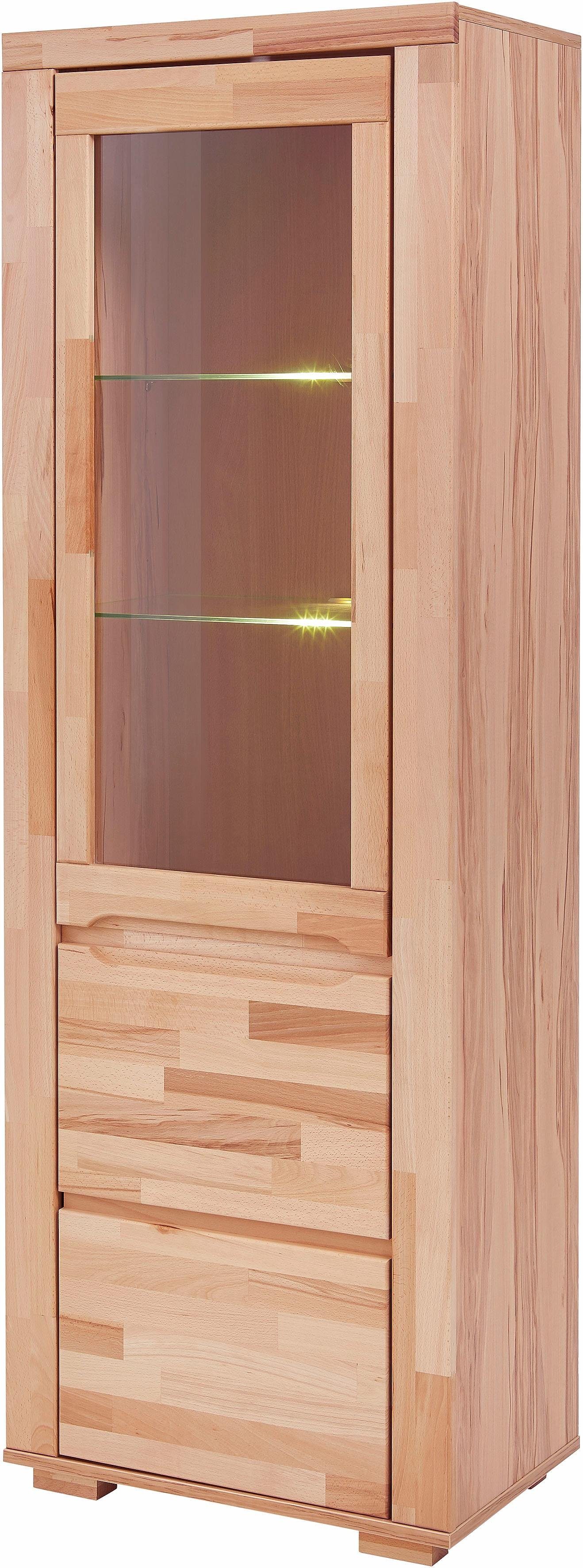 OTTO home Vitrine DENIS75, 5 Fächer, Teilmassiv, 1 Tür mit Glaseinsatz, gri günstig online kaufen