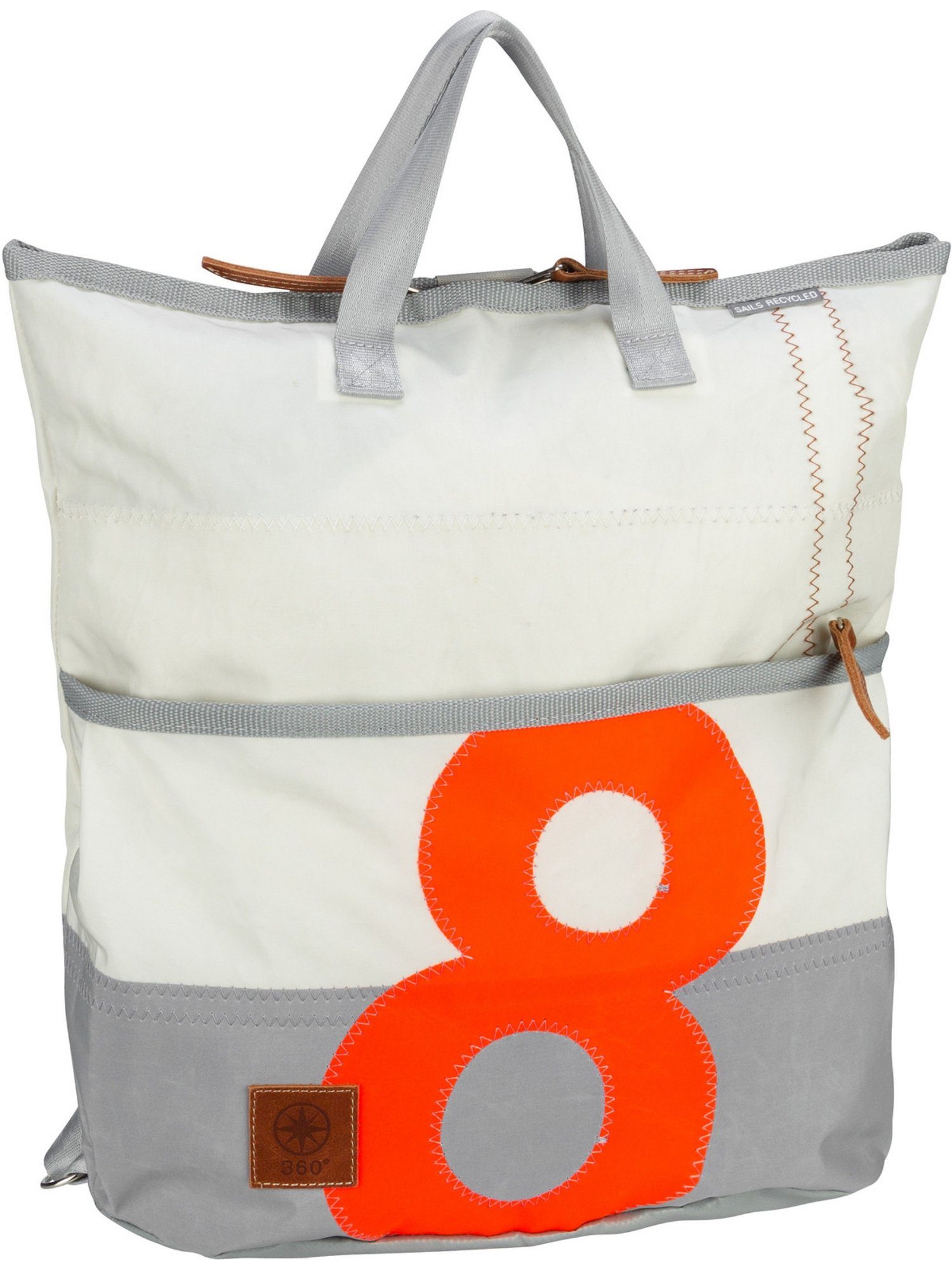 360Grad Rucksack Weiß/Grau oranger Zahl mit Ketsch Mini