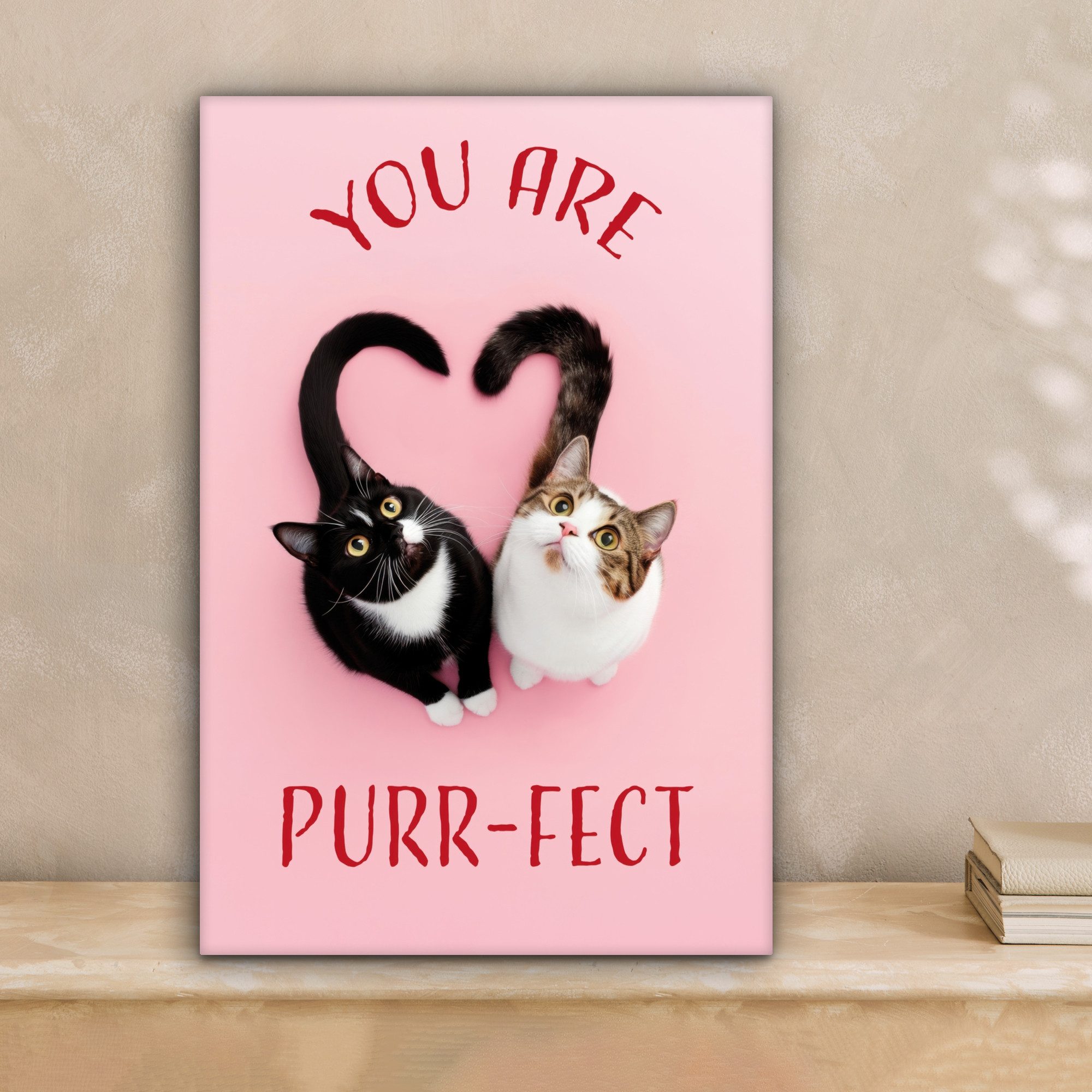 OneMillionCanvasses® Leinwandbild Katze - Herz - günstig online kaufen