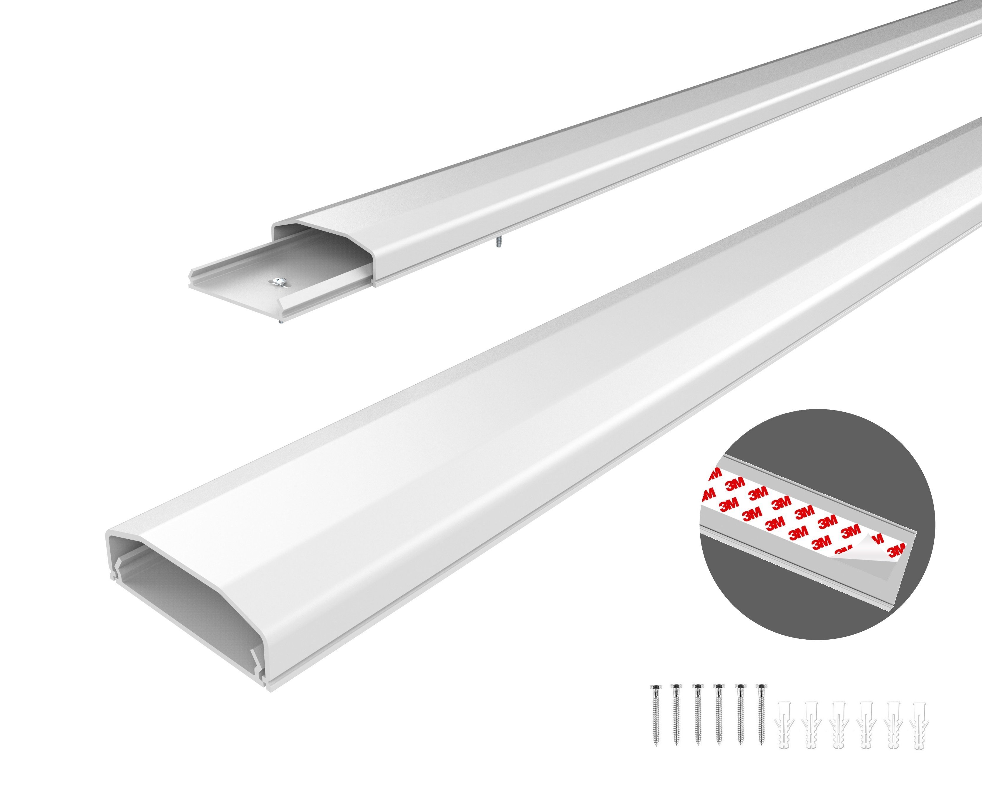 conecto Kabelkanal zum Kleben oder Schrauben PVC oder Alu, 50-100cm