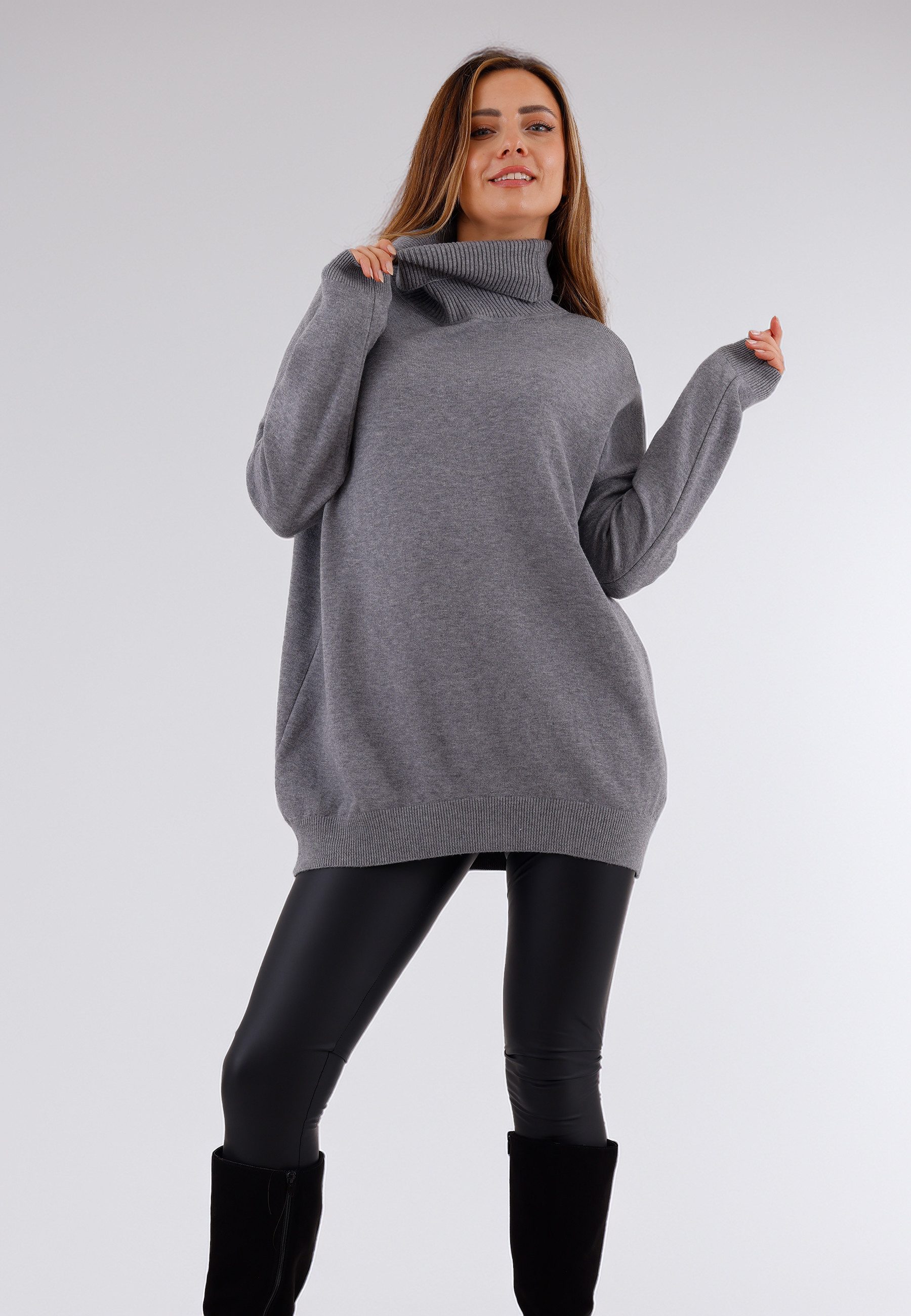YC Fashion & Style Strickpullover Vokuhila-Rollkragenpullover – weich & läs günstig online kaufen