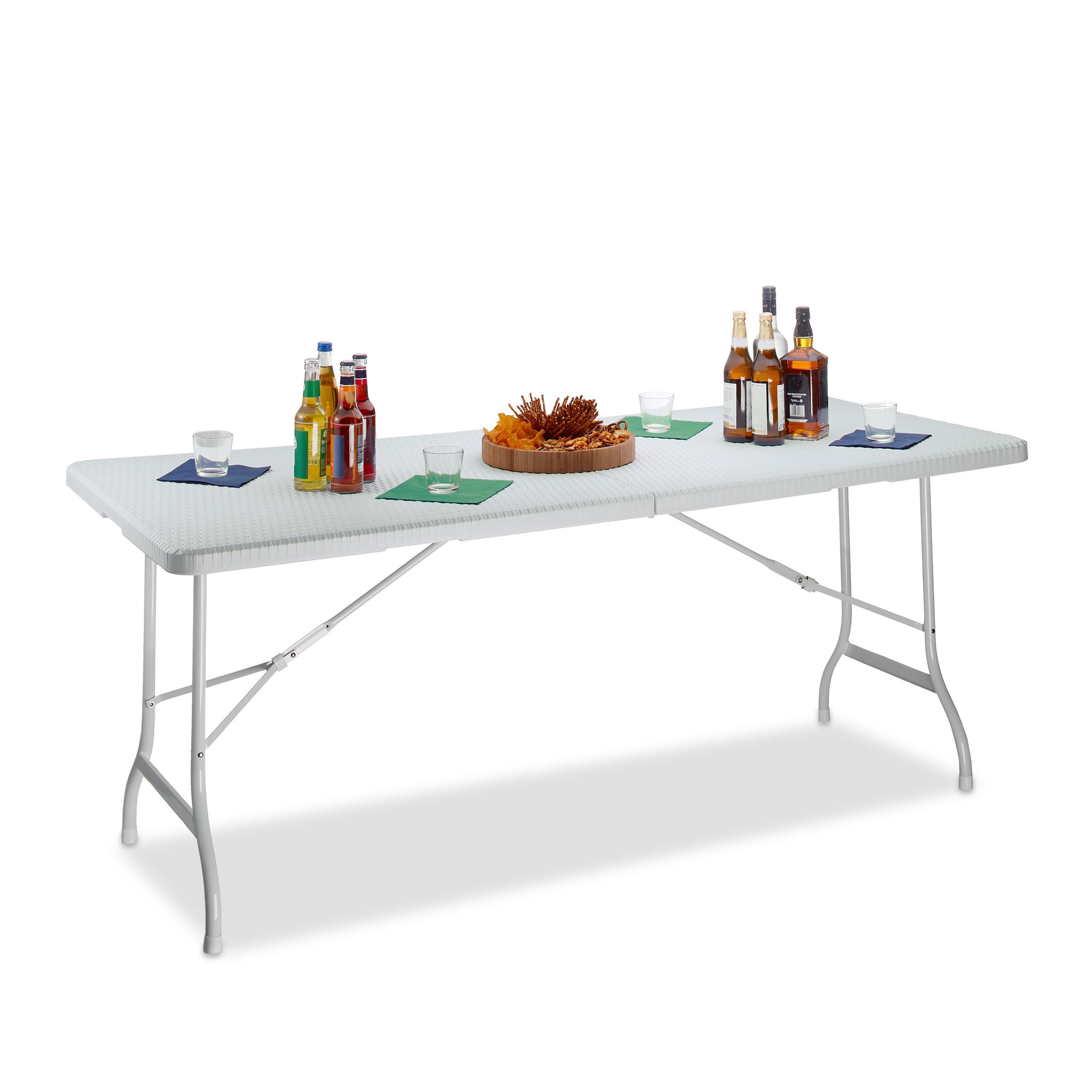 relaxdays Gartentisch klappbar BASTIAN groß, Weiß günstig online kaufen