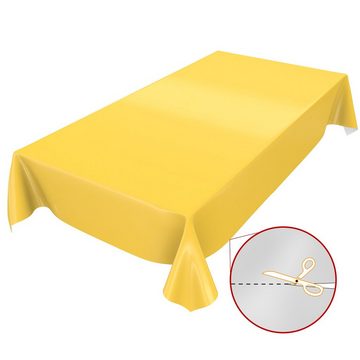 ANRO Tischdecke abwaschbare Tischdecke Uni Gelb Einfarbig Glanz Wachstuch Wachstuchti, Glatt