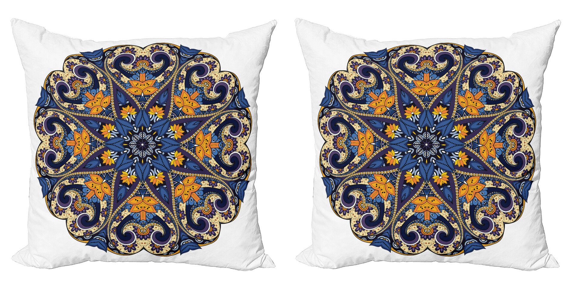 (2 Kissenbezüge Abakuhaus Digitaldruck, Ethnisch Doppelseitiger Floral Mandala-Motiv Modern Stück), Accent