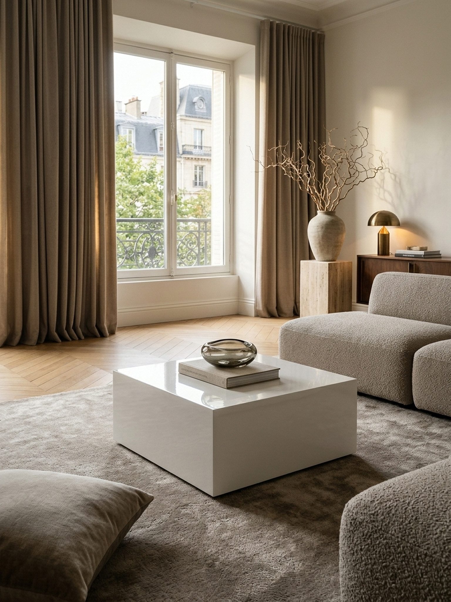 KADIMA DESIGN Couchtisch Couchtisch MONOBLOC 60 x 60 x 30 cm Hochglanz MDF Weiß lackiert (Lounge Beistelltisch Würfel Form), Design Wohnzimmertisch Cube quadratisch
