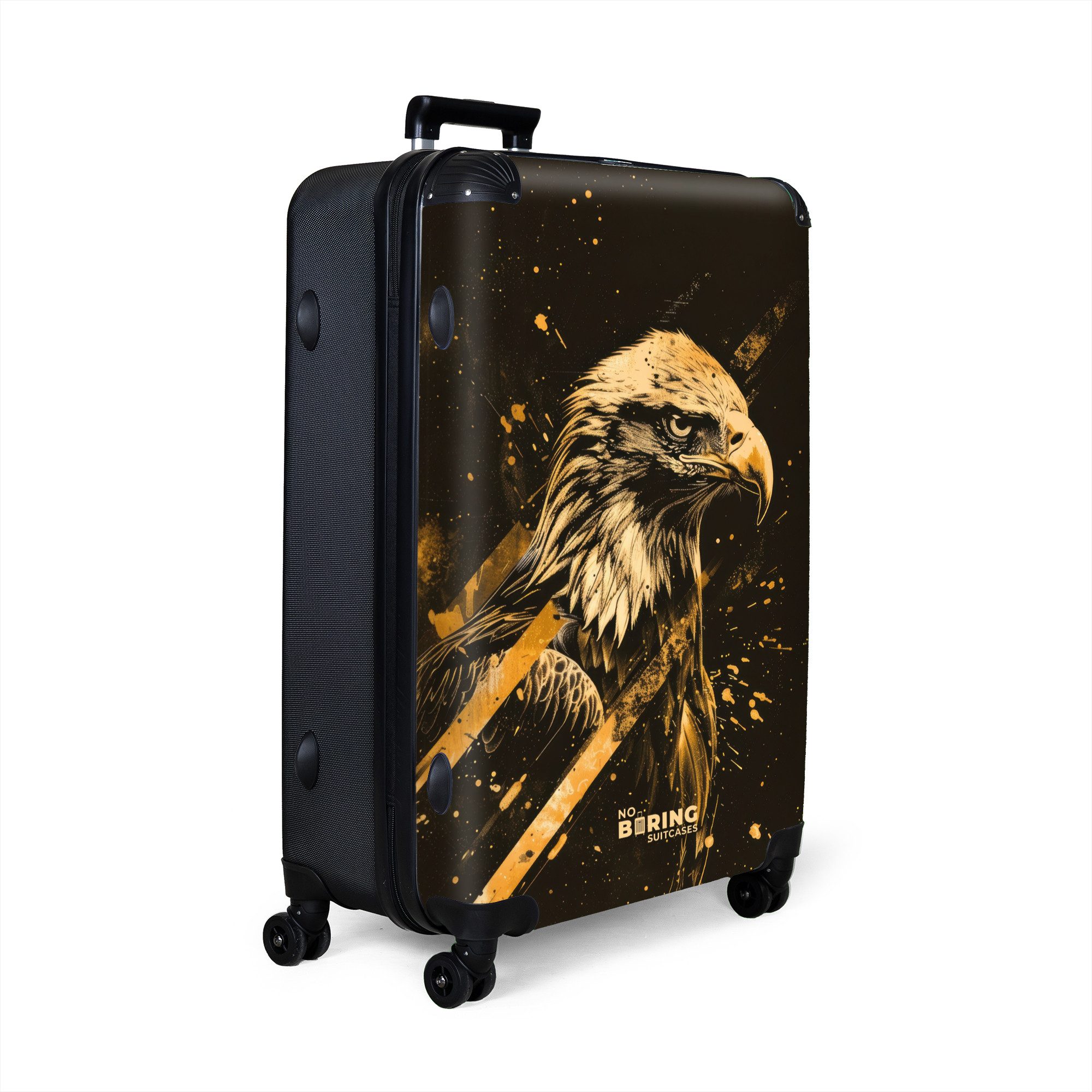 NoBoringSuitcases.com© Hartschalen-Trolley Schwarz mit Steinadler 77 günstig online kaufen