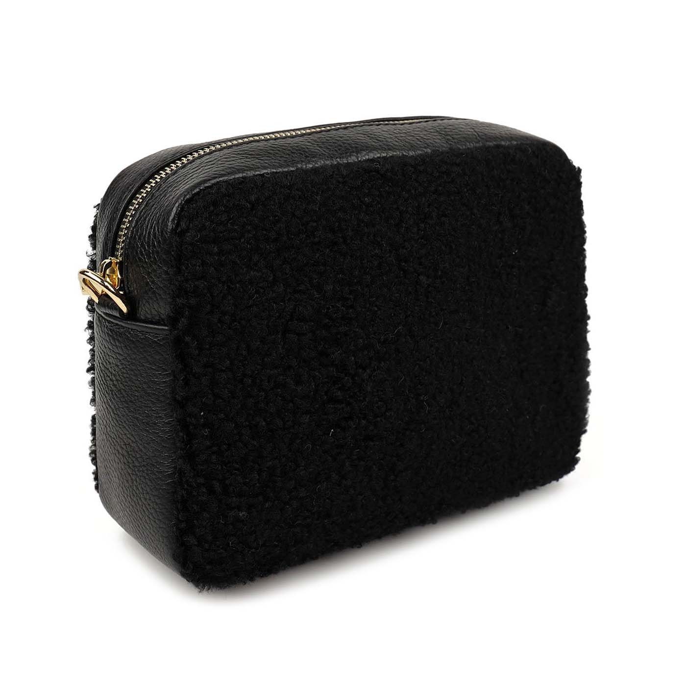 ITALYSHOP24 Schultertasche Damen Pelztasche Leder Plüsch Bodybag Teddy, als Schultertasche, CrossOver, Umhängetasche tragbar