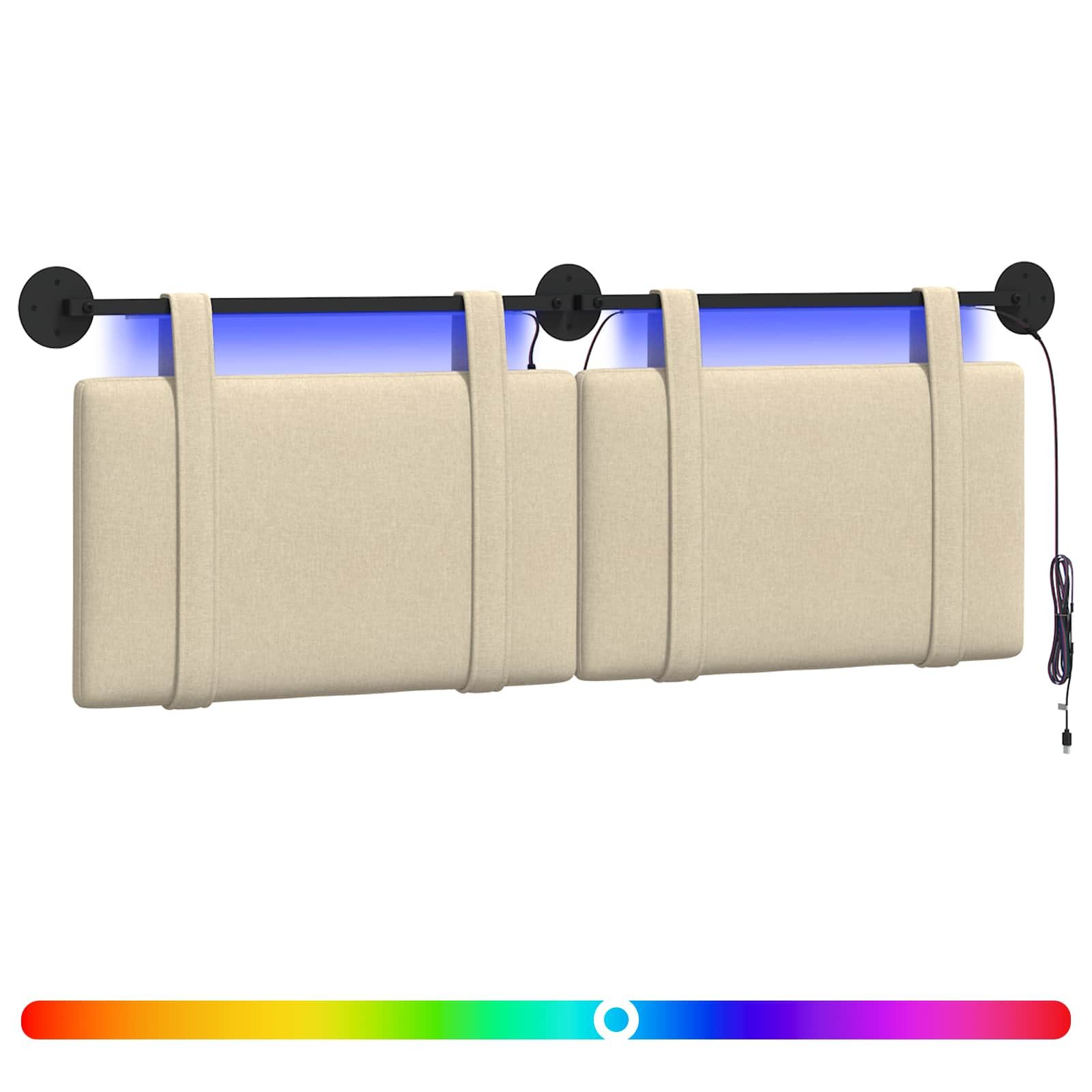 Bett Hängendes Kopfteil Mit LED Licht Creme Stoff