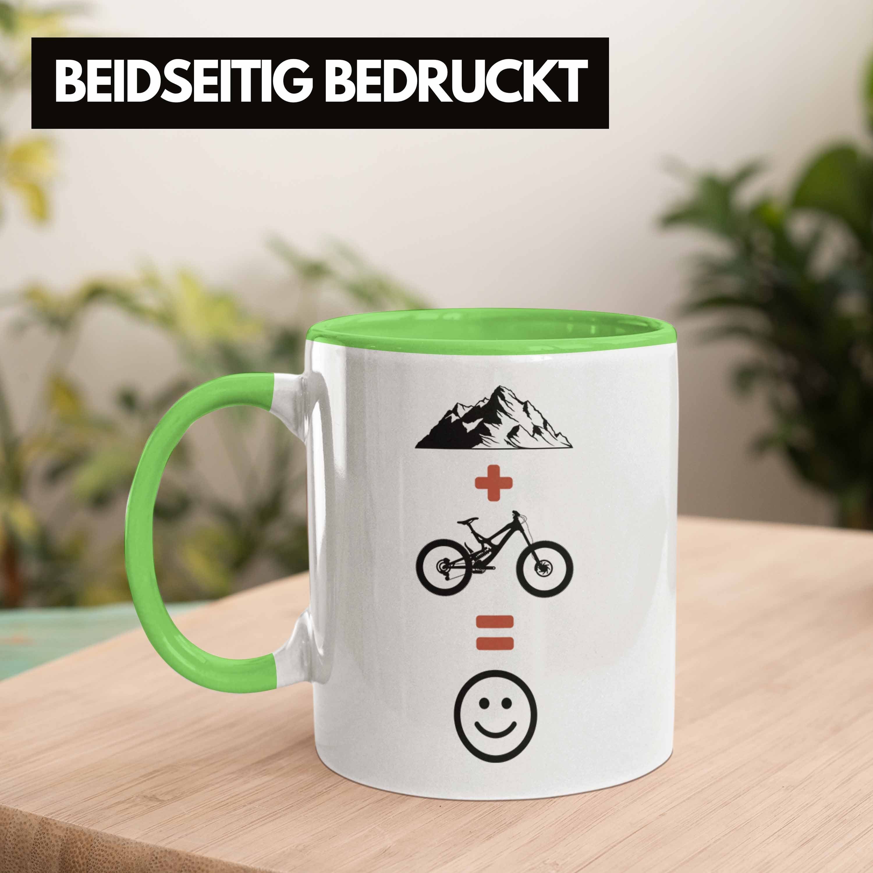 Downhill Fahrer Tasse Grün Tasse Trendation Mountainbike Geschenkidee Geschenk Berge MTB