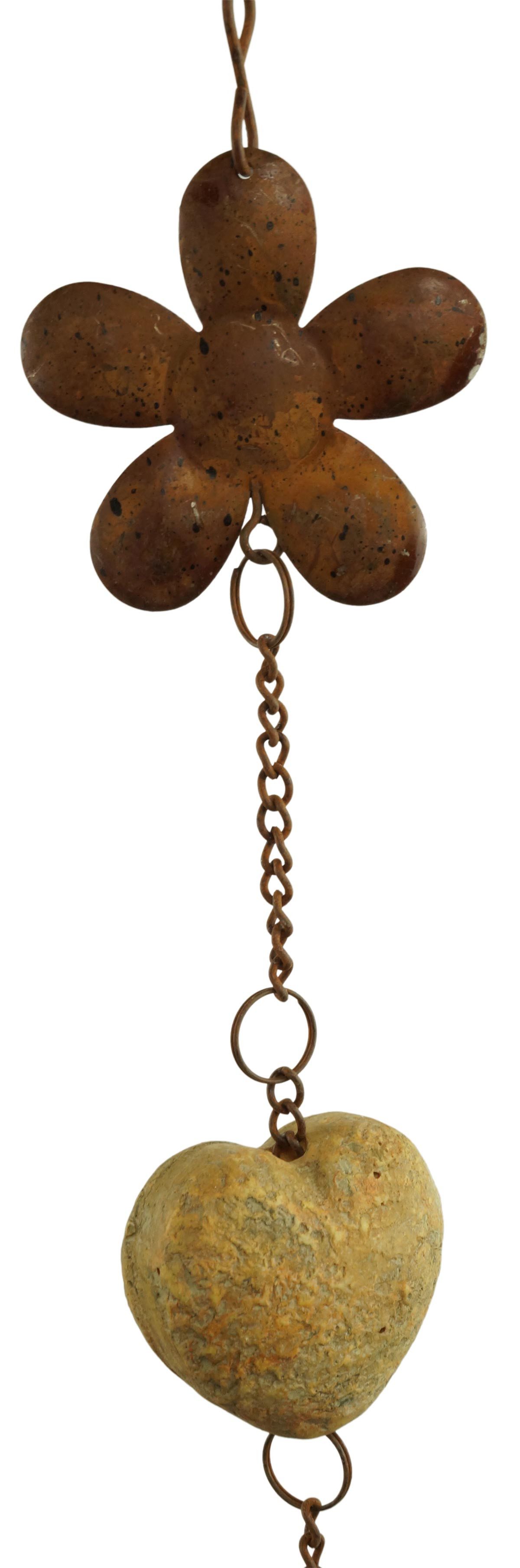 GerrysGardenAustria Dekohänger Hänger Vogel/Schmetterling und Herz/Blume ca. 105 cm 2er Set (Set, 2 St., 2), Zwei Metallanhänger in Rostoptik für innen und außen geeignet