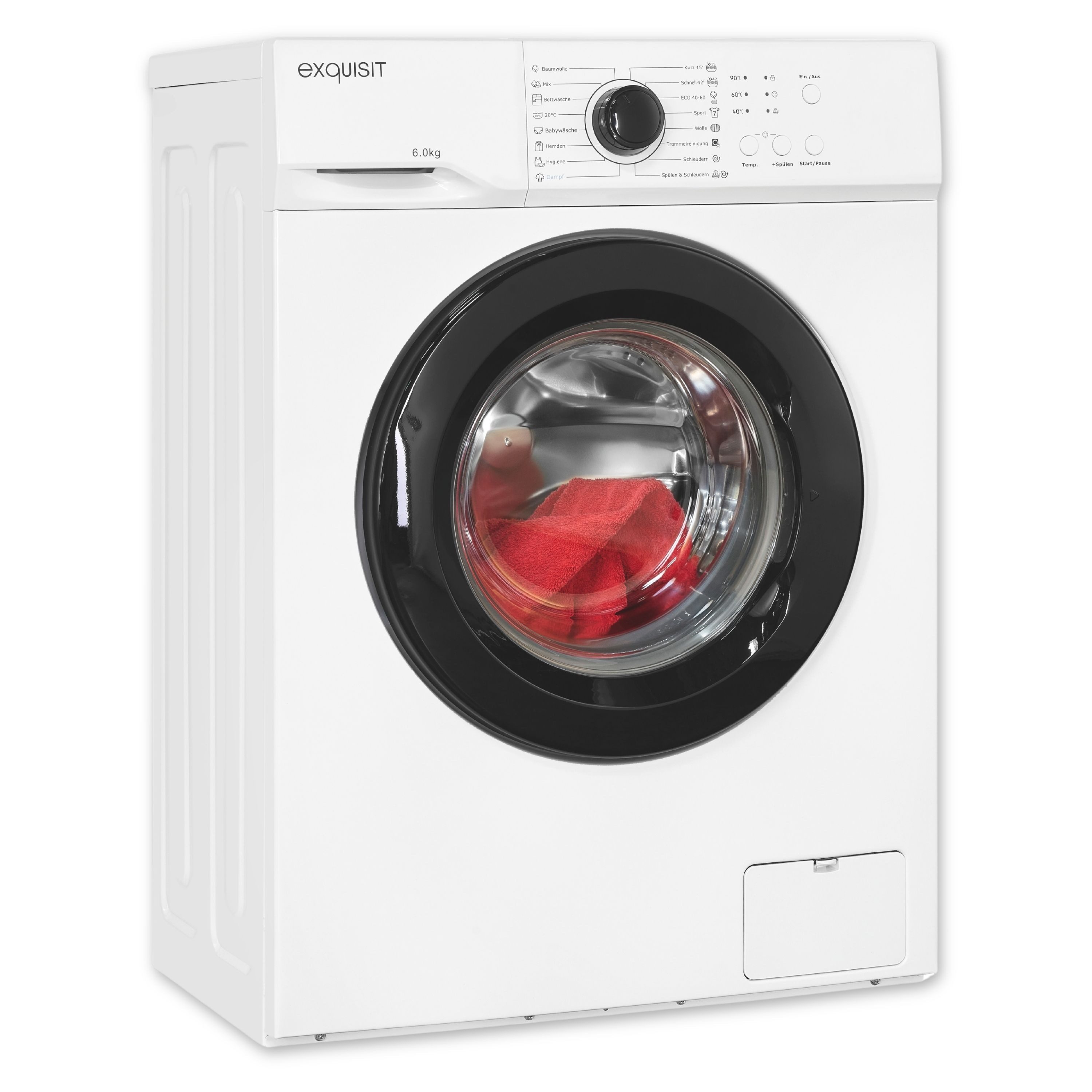 exquisit Waschmaschine WA6110-021A weiss, 6 kg, 16 Programme, Restlaufzeitanzeige, Kindersicheruing