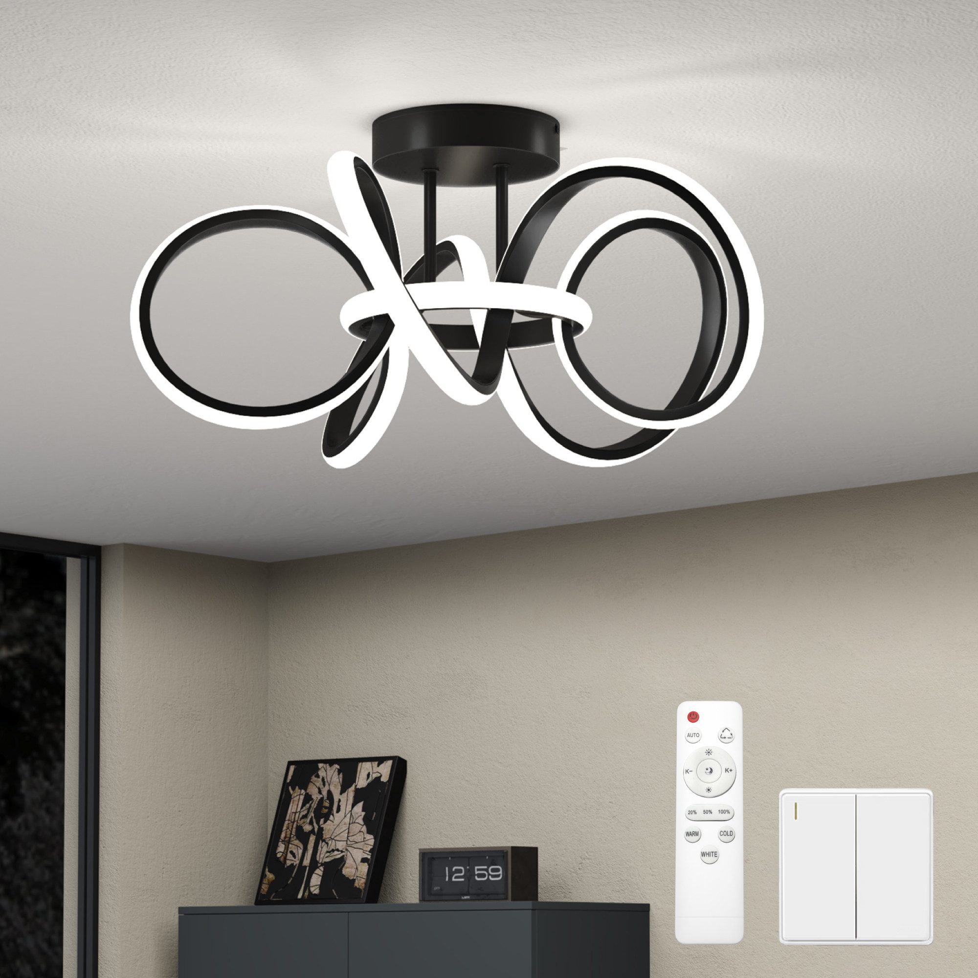 doporro LED Deckenleuchte Deckenlampe LED dimmbar mit Fernbedienung 65W Alivetta25035
