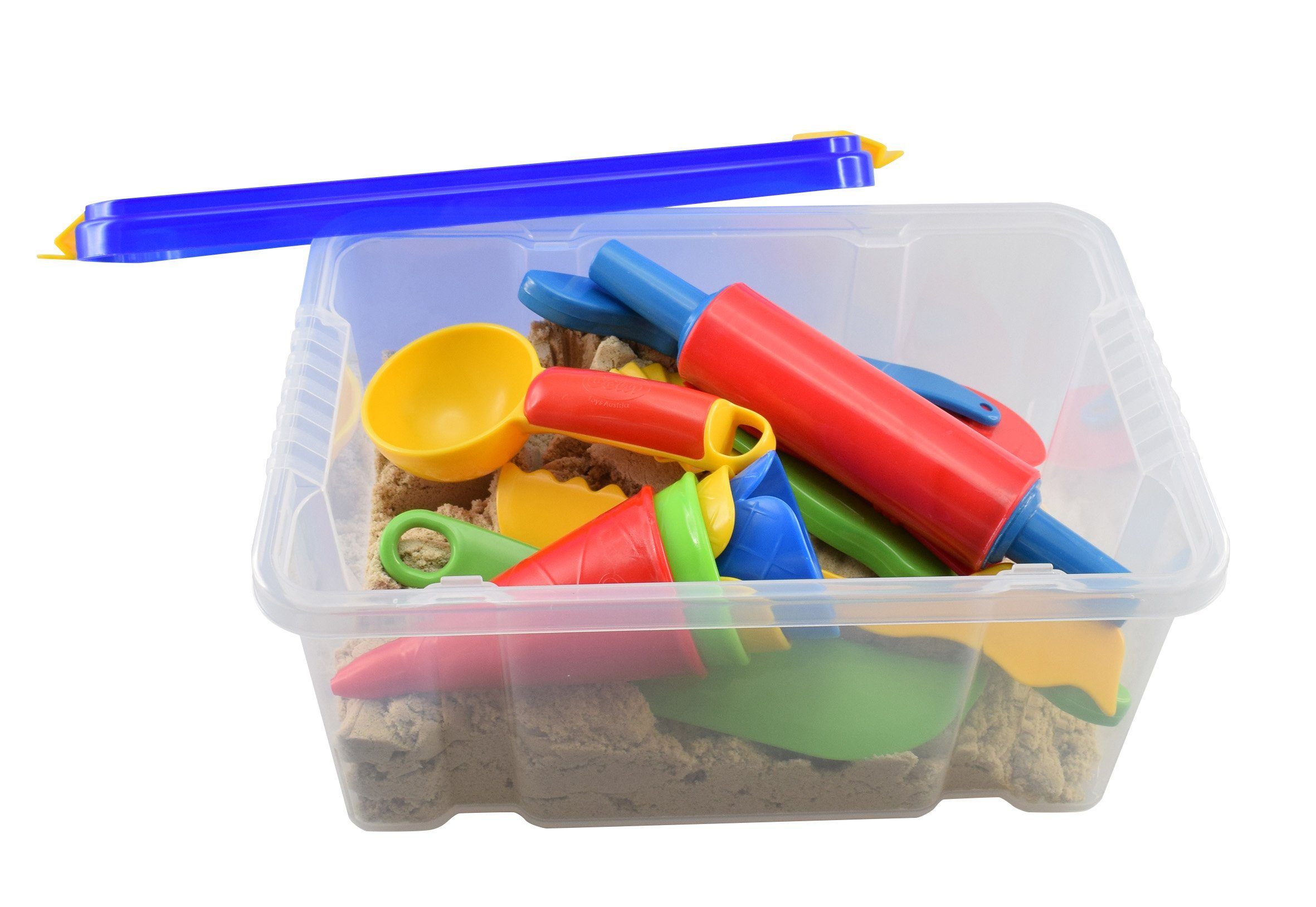 GOWI Sandform-Set Spielsand Set, (Schatzkiste, 13-tlg), in praktischer Transportbox