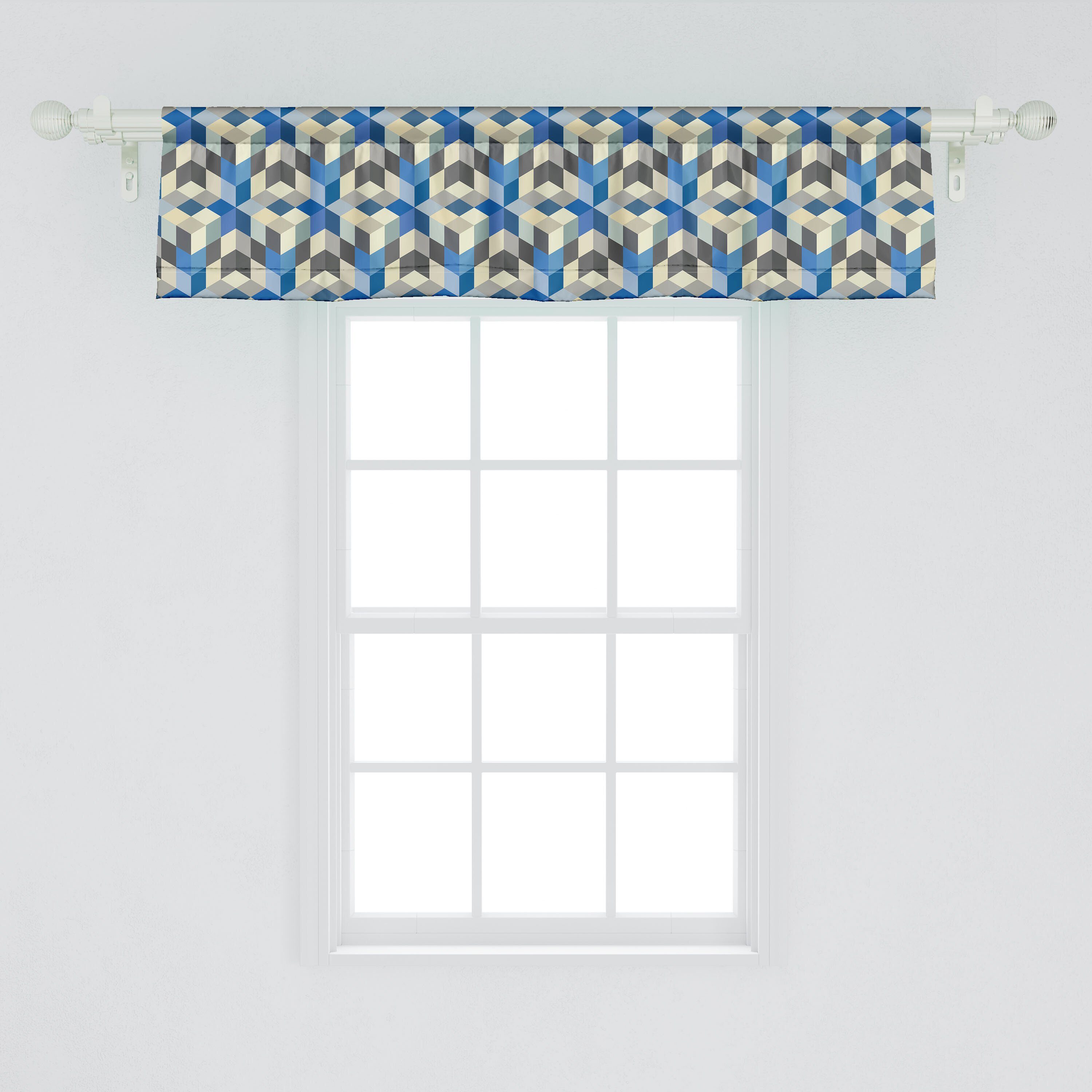 Scheibengardine Vorhang Volant für Cube Dekor Stangentasche, Schlafzimmer Küche Microfaser, Kunst Abakuhaus, Moderne 3D Abstrakt mit