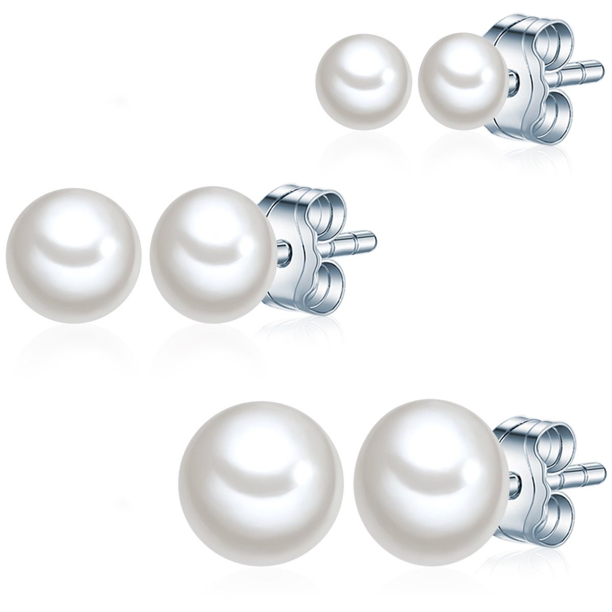 Pearls aus weiß silber Valero (6-tlg), Schmuckset Süßwasser-Zuchtperlen