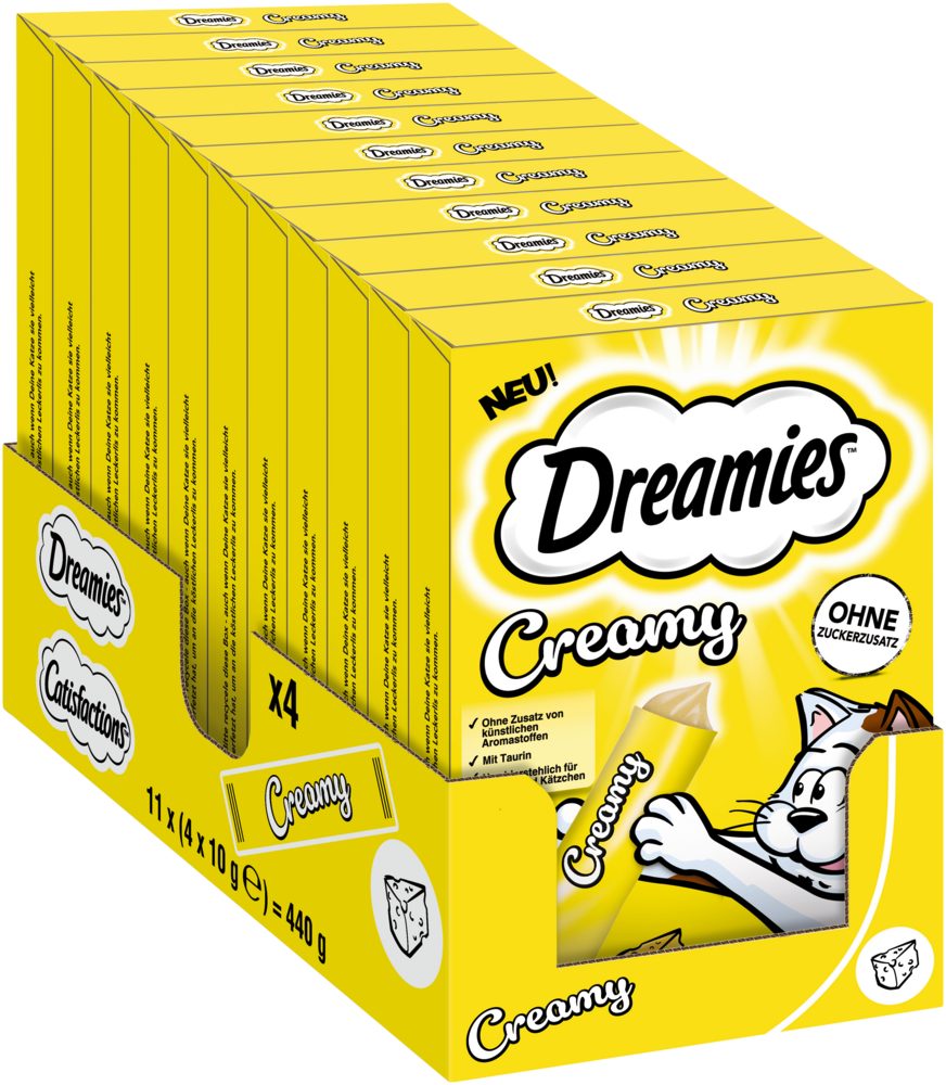 Dreamies DREAMIES™ CREAMY Multipack Käse 11 x 4 x 10g, Snack für: Katze