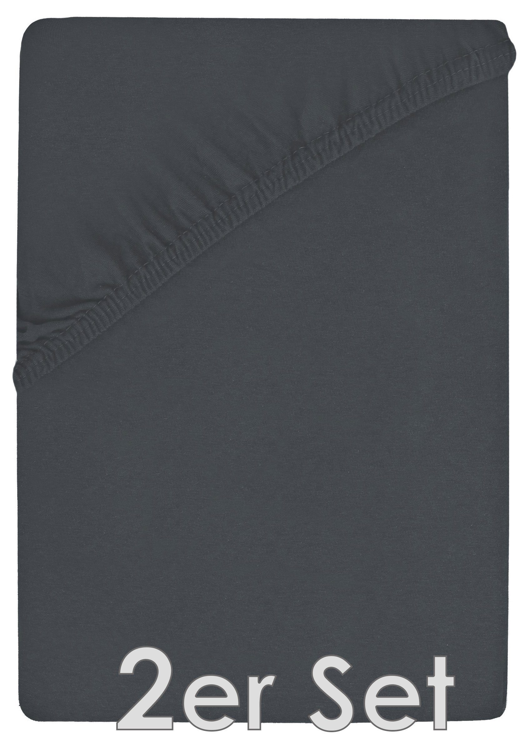 NatureMark Spannbettlaken Jersey Spannbetttuch, 100% Baumwolle, Gummizug: rundum, (2 Stück), Kinder Spannbetttuch, für Baby-/Kinderbett, 70x140 cm, Anthrazit – Bild 2 von 4