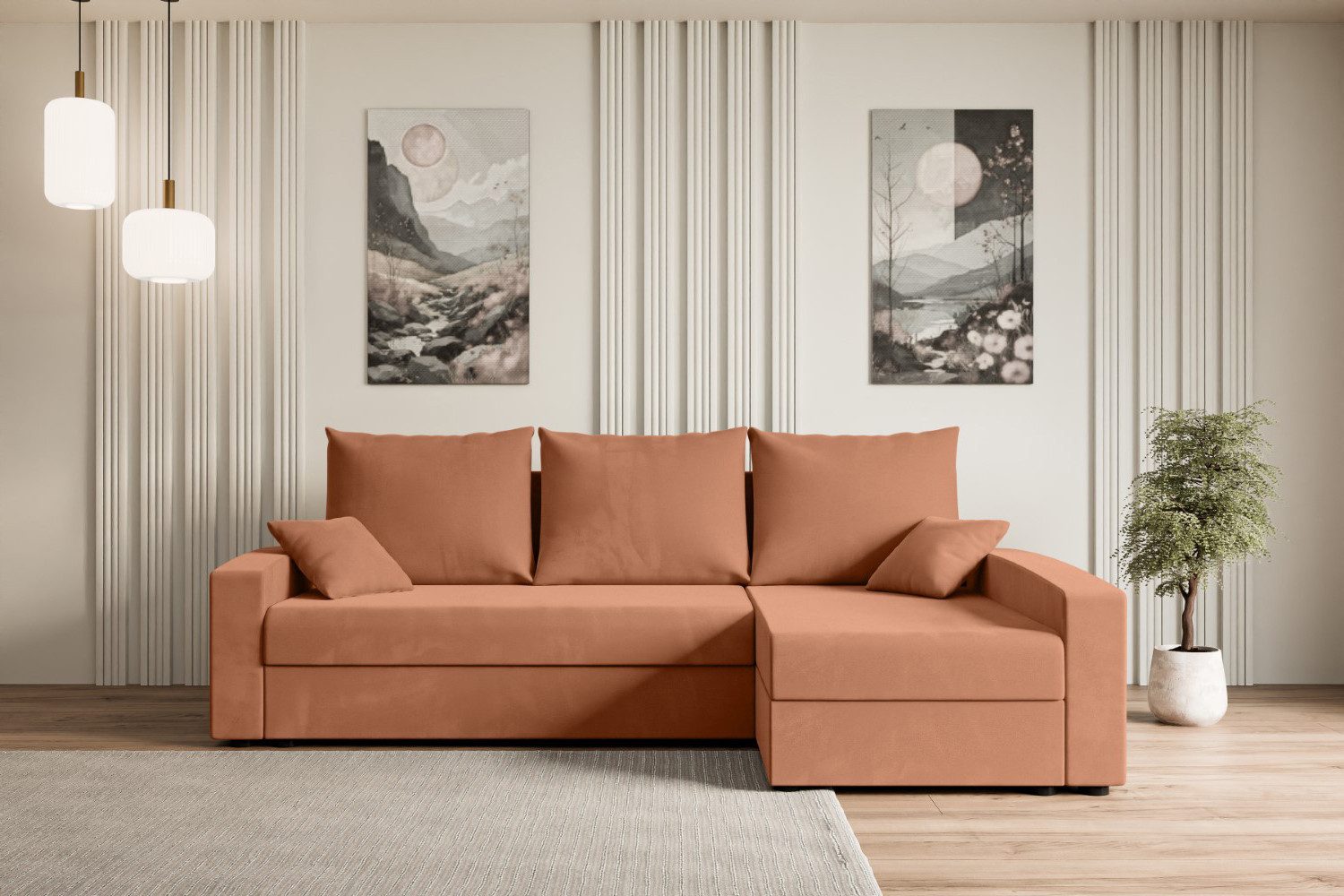 ALTDECOR Ecksofa ALESIA-L, Couch mit Schlaffunktion, Wohnzimmer - Wohnlandschaft, Corner Sofa Bett Eckcouch Couch L-Form Schlafcouch Ausziehbar