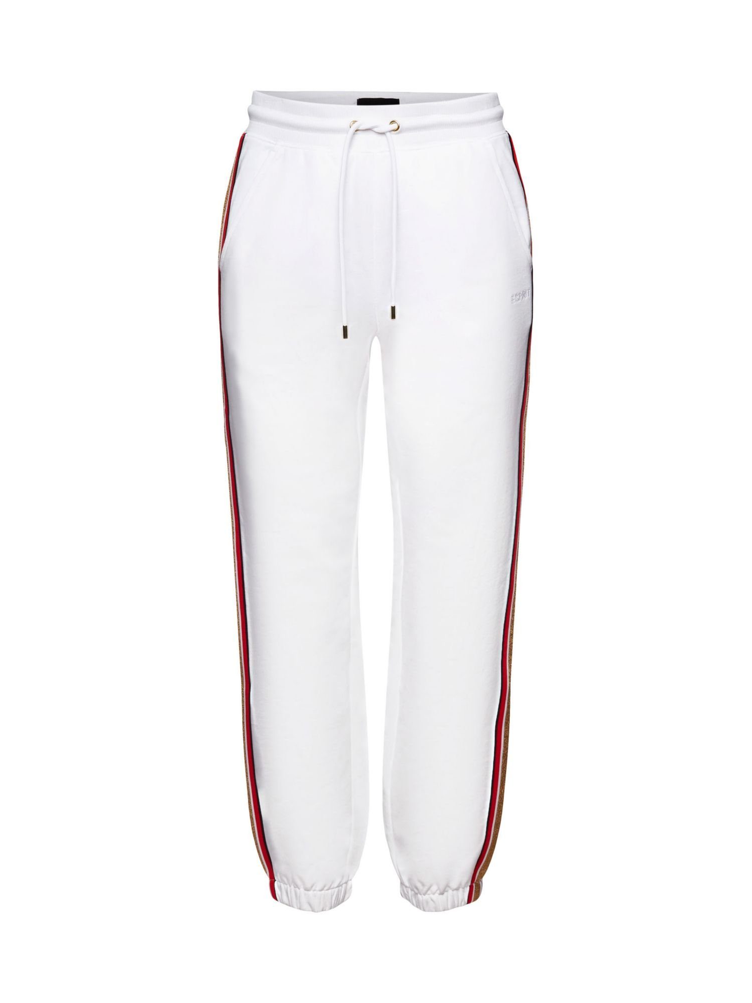 Baumwolle Pants Esprit aus Gestreifte WHITE Trackpants Jogger