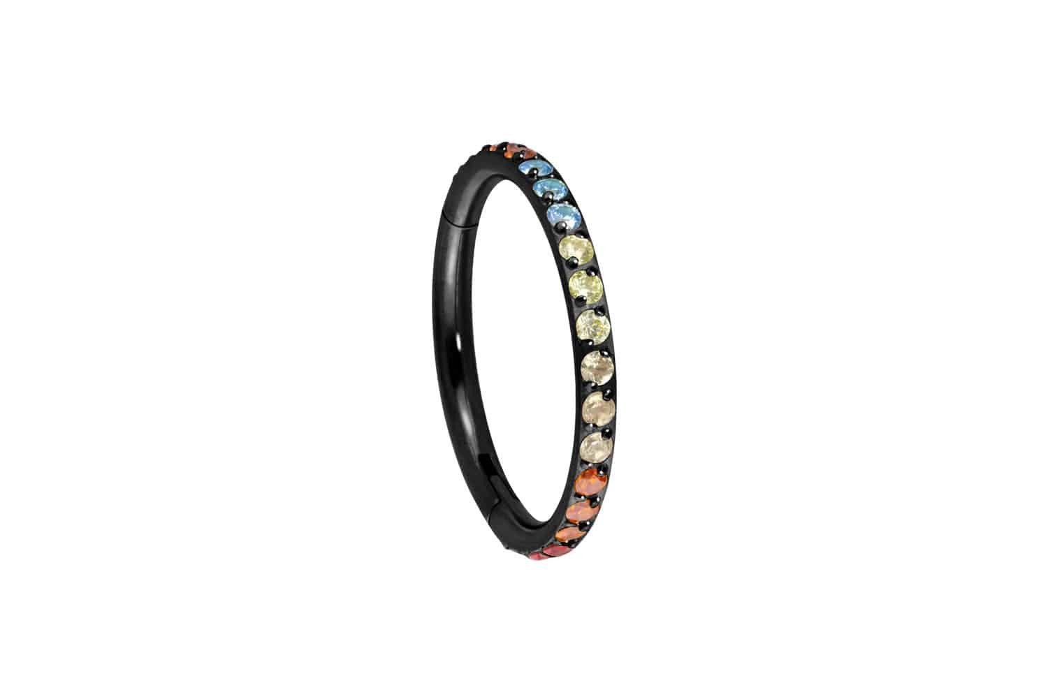Nasenpiercing Titan Segmentring Clicker EINGEFASSTE BUNTE KRISTALLE Ohrpiercing