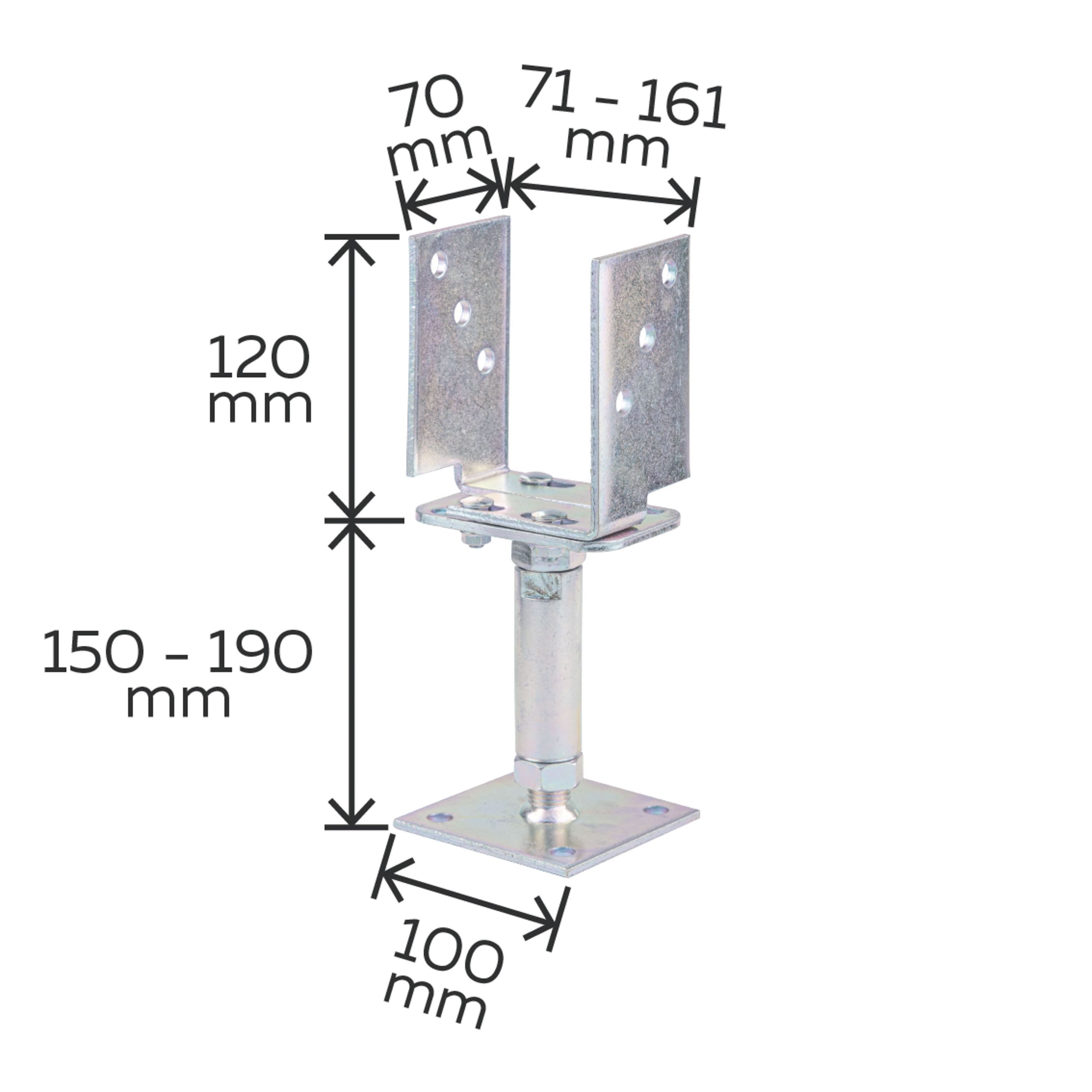 Alberts Pfostenträger Alberts 2 x U-Pfostenträger, Breite 71 - 161 mm, Bodenabstand 150 - 19, (2-St), 2x Alberts U-Pfostenträger im Bundle, galvanisch verzinkt, dickschicht