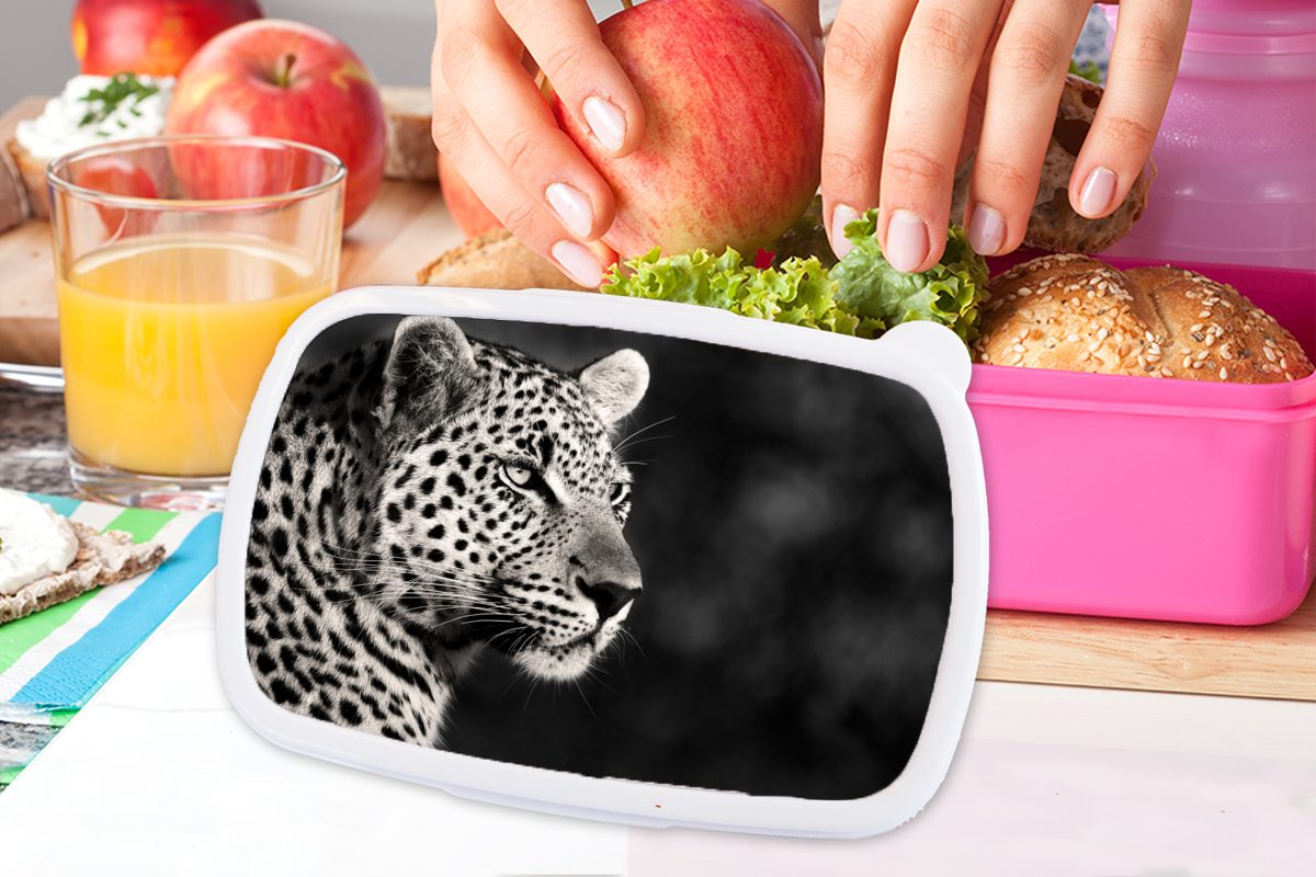 Erwachsene, Brotbox - rosa Schwarz Südafrika, Lunchbox für Leopard Kunststoff Kunststoff, MuchoWow - Snackbox, Weiß - (2-tlg), Mädchen, Brotdose Kinder,