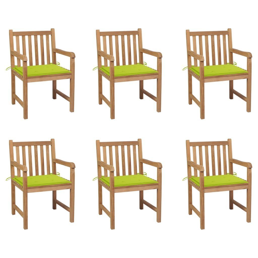6 Kissen Hellgrünen Gartenstühle Gartenstuhl mit Teak Massivholz Stk. furnicato