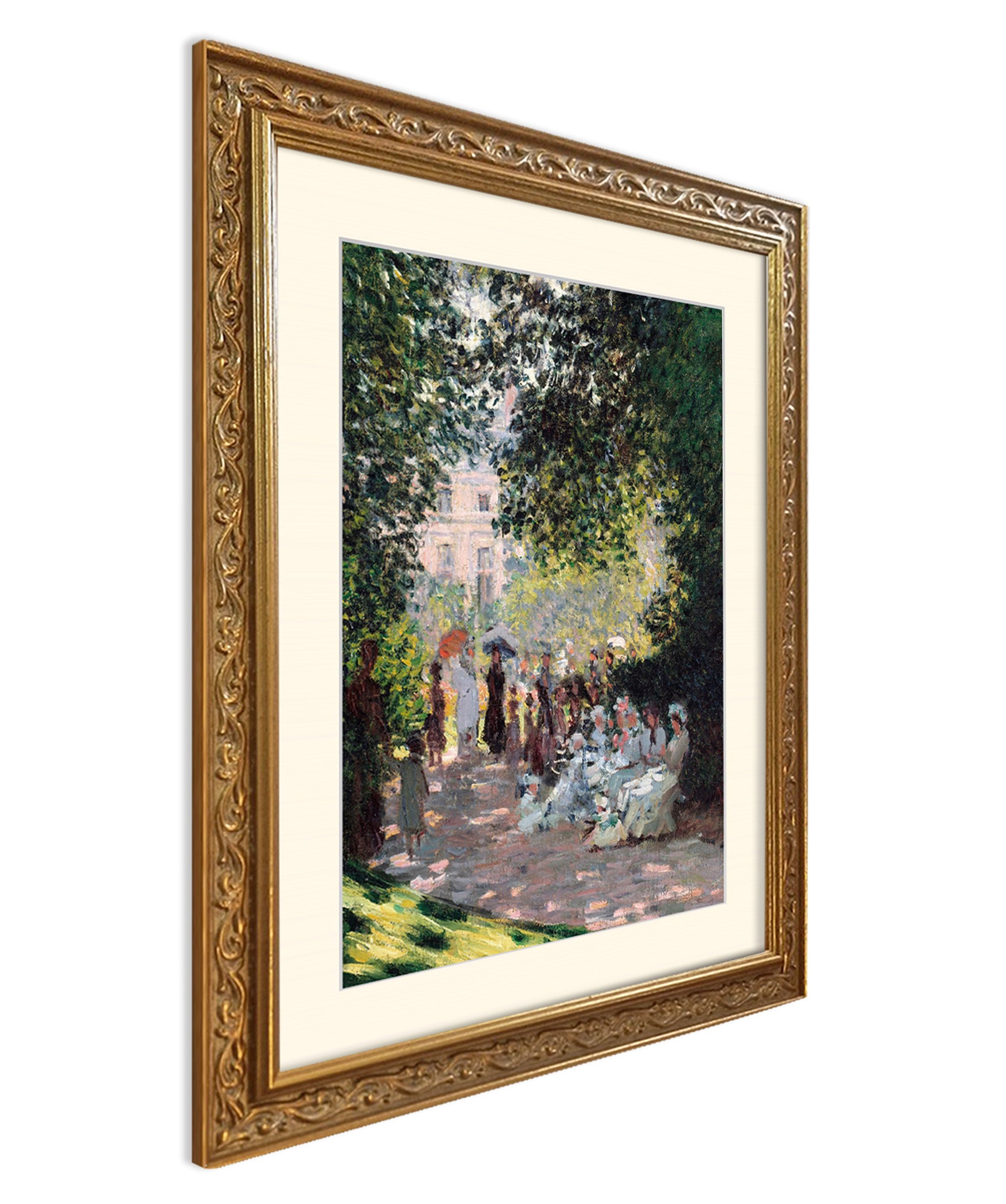 artissimo Bild mit Rahmen Wandbild gerahmt 53x63 cm Kunstdruck mit Passepartout & Barock-Rahmen, Claude Monet: The Parc Monceau