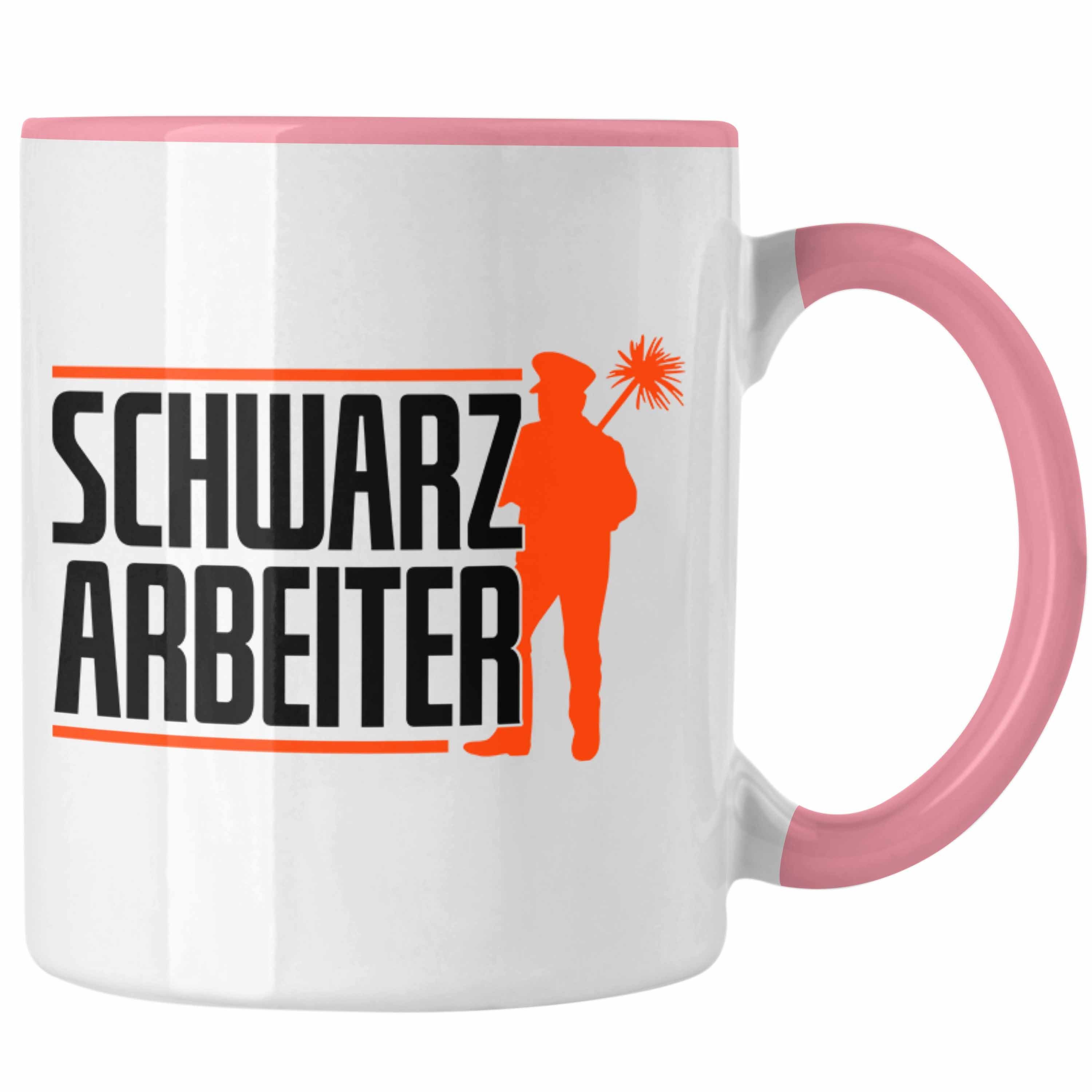 Trendation Tasse Lustiges Geschenk für Schornsteinfeger Spruch Geschenkdiee Schwarzarbe Rosa