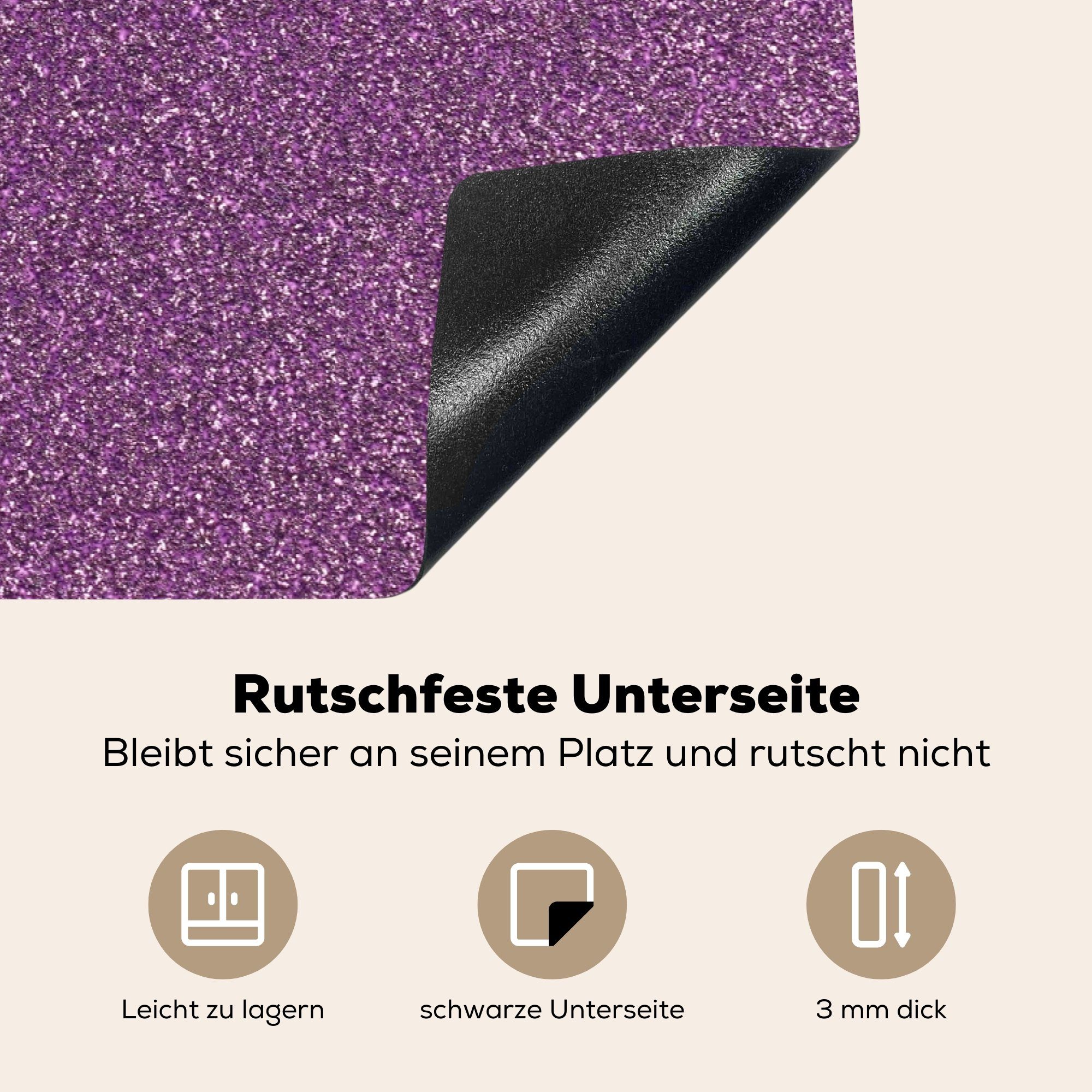 MuchoWow Herdblende-/Abdeckplatte Glitzer - Rosa Design - die cm, (1 für Vinyl, - küche, Ceranfeldabdeckung tlg), Abstrakt, Schutz Induktionskochfeld 81x52