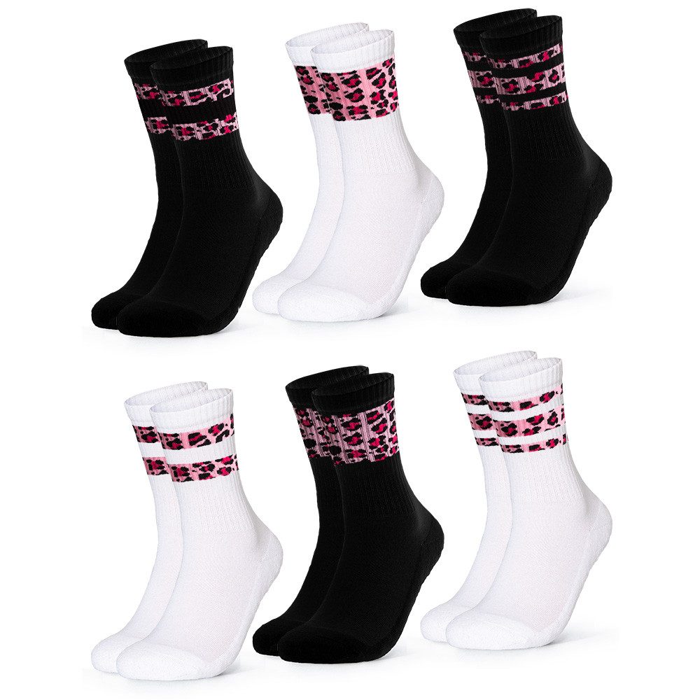 Tennissocken Occulto Damen Leoparden Muster Tennis Socken 6er Pack (Modell: Nala)