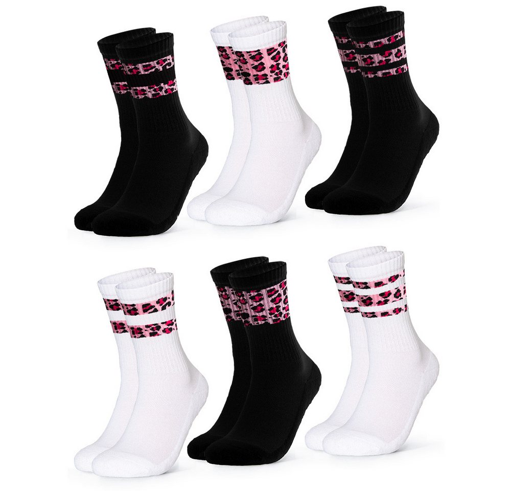 OCCULTO Tennissocken Occulto Damen Leoparden Muster Tennis Socken 6er Pack (Modell: Nala) (6-Paar)