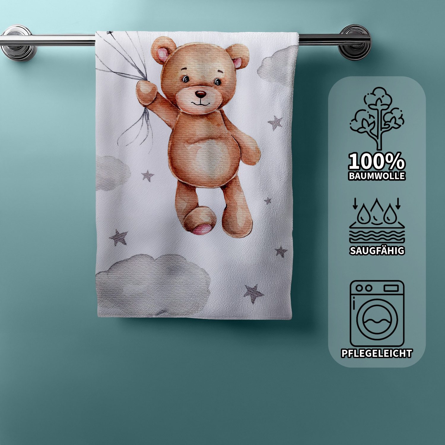 Jerry Fabrics Handtücher Duschtuch Strandtuch Badetuch Teddy mit Ballon 70 x 140 cm, (1 Duschtuch, 1-St), Langlebig – Bild 3 von 5