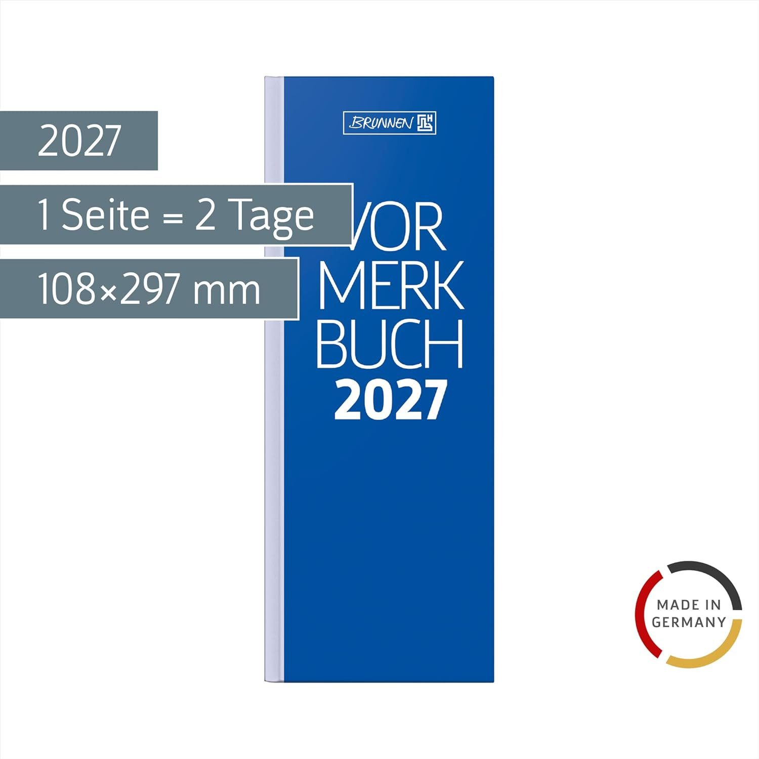 BRUNNEN Querkalender BRUNNEN Vormerkbuch Mod. 784 2027, 108×297 mm, Papier, blau