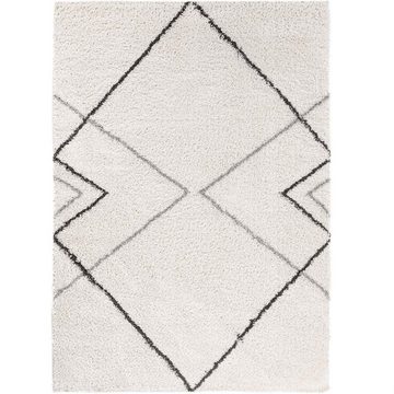 Hochflor-Teppich Rauten Muster, Vimoda, Rechteckig, Höhe: 30 mm, Teppichwohnzimmer, modern Design