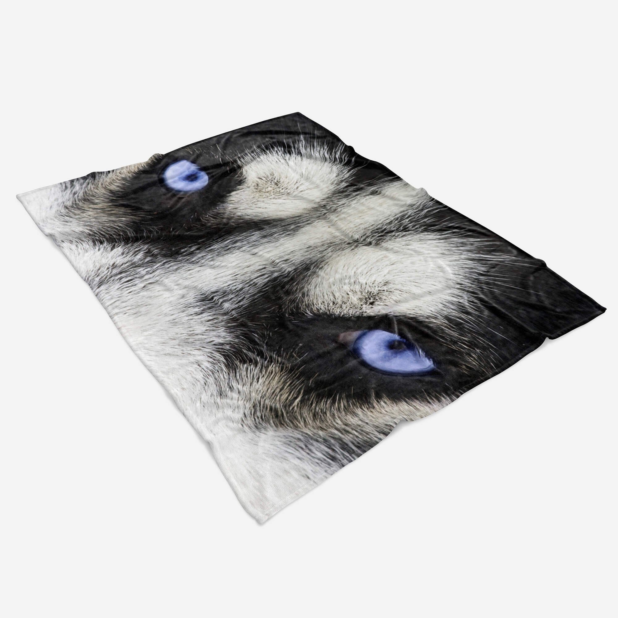 Handtücher Strandhandtuch Husky Kuscheldecke Sinus mit Handtuch Augen, Art (1-St), blaue Saunatuch Tiermotiv Baumwolle-Polyester-Mix Handtuch