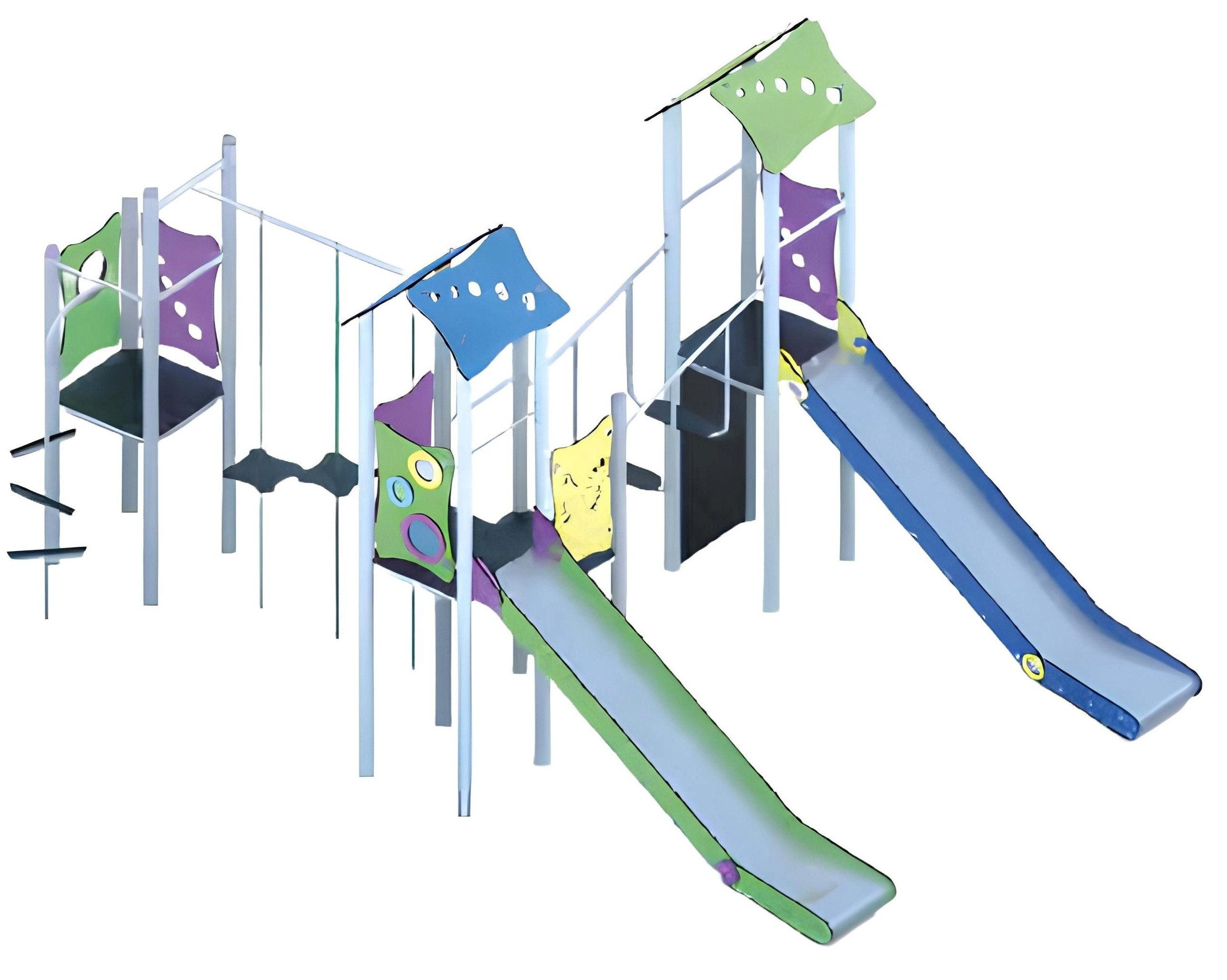 Xlmoebel Spielturm Bunter Spielplatz mit Rutsche und Klettergerüst für Kinder, Hergestellt in Europa