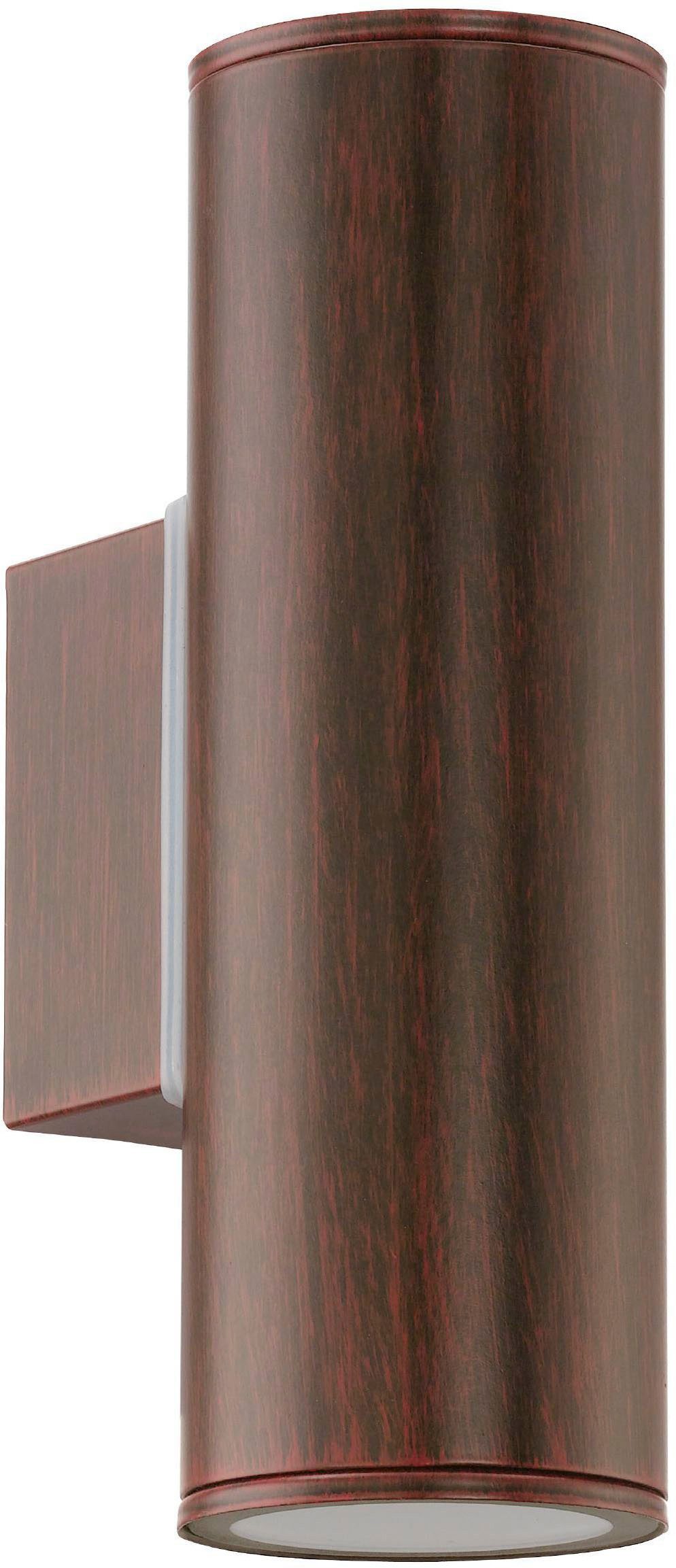 EGLO Wandleuchte Riga Außen-Wandlampe, Außenleuchte aus Edelstahl in Rostoptik, IP44, LED fest integriert, Wand-/Deckenleuchte - L6,5 x H20 x AL9,5 cm - antik-braun