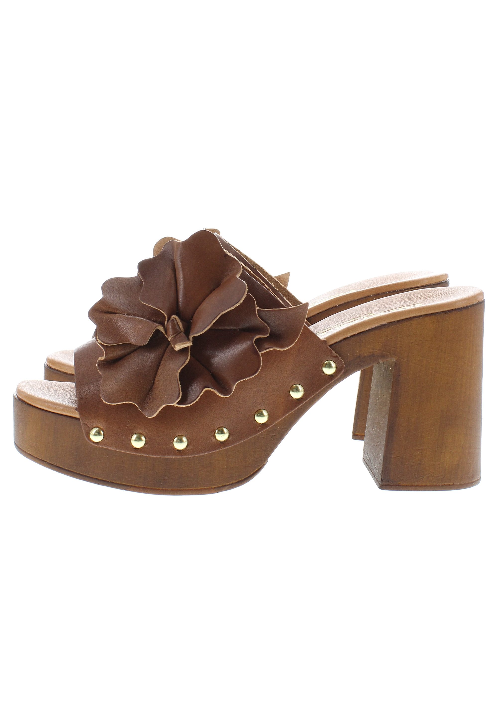 Everybody MARCELLA - Retro Plateau-Pantolette mit Lederblume Pantolette