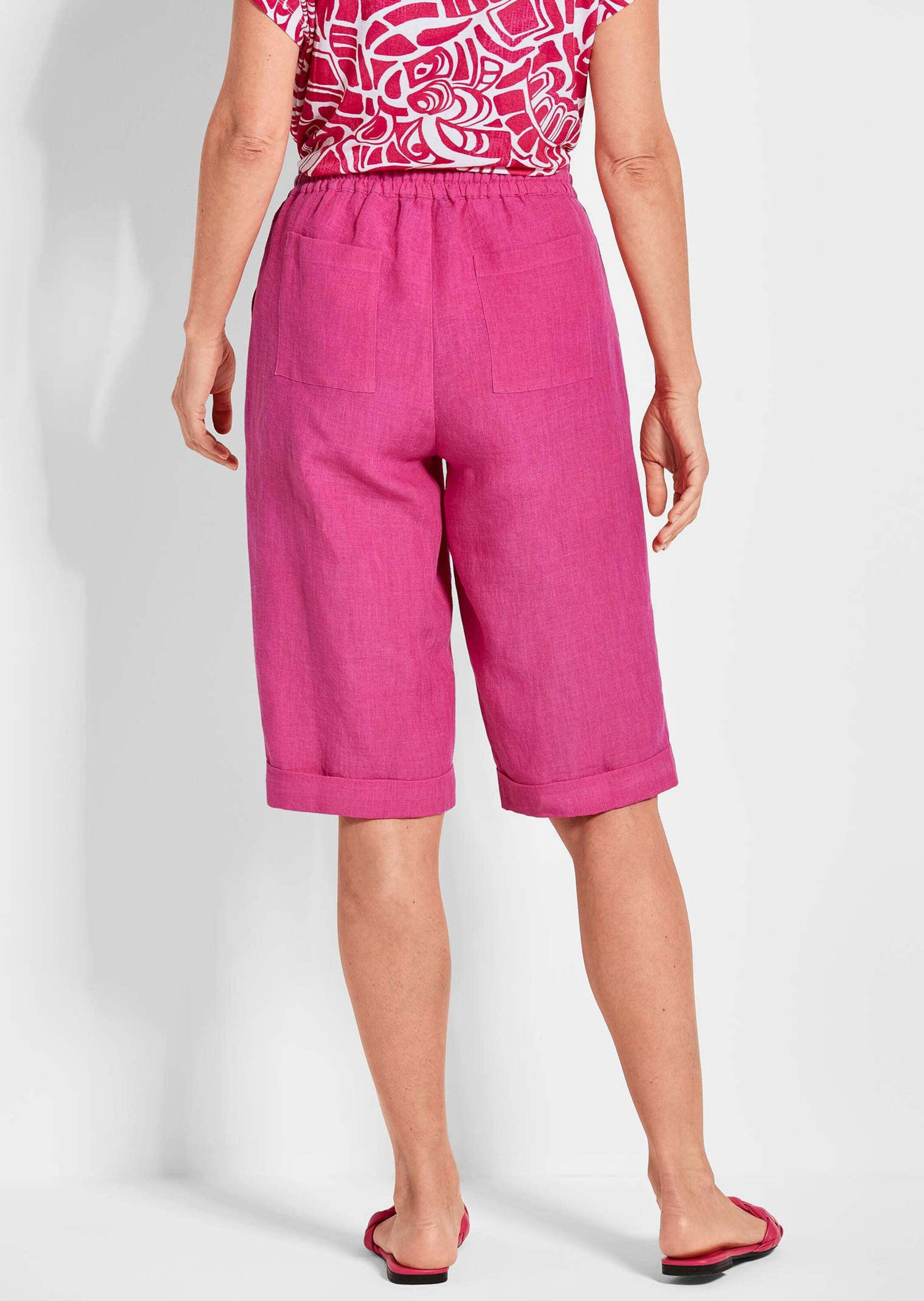 GOLDNER Schlupfhose Sportliche CARLA Midihose Luftige Bermuda mit Schlupfbund, Taschen, sommerlich, Leinen, Uni