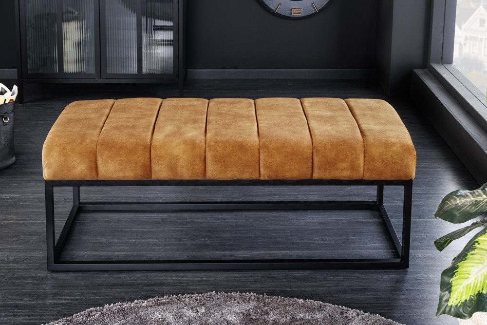 riess-ambiente Sitzbank PETIT BEAUTÉ 110cm senfgelb / schwarz (Einzelartikel, 1-St), Flur · Samt · Metall · Schlafzimmer · Design