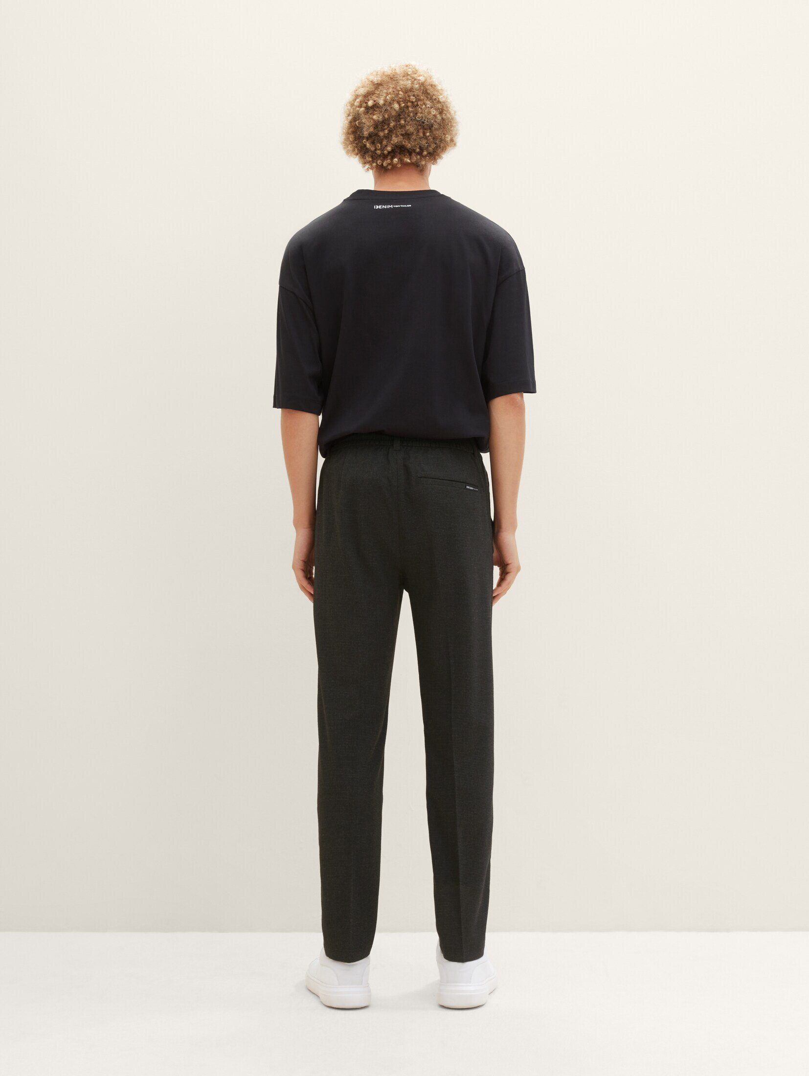 Relaxed Chinohose Tapered black Denim TAILOR Chino TOM houndstooth