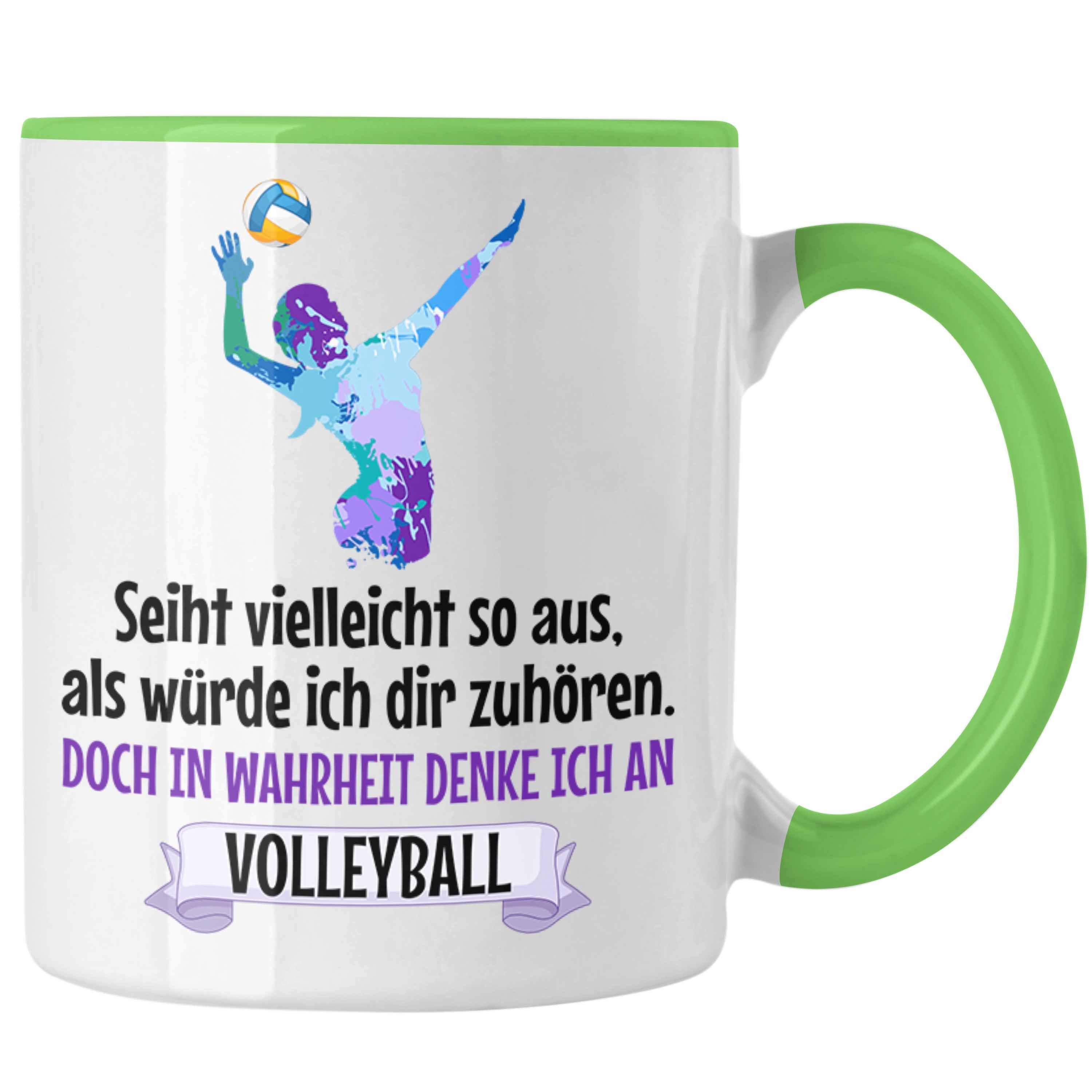 Trendation Tasse Trendation - Volleyball Geschenk Tasse Coach Herren Mädchen Kaffee Zubehör Volleyball-Spieler Spielerin Grün | Teetassen
