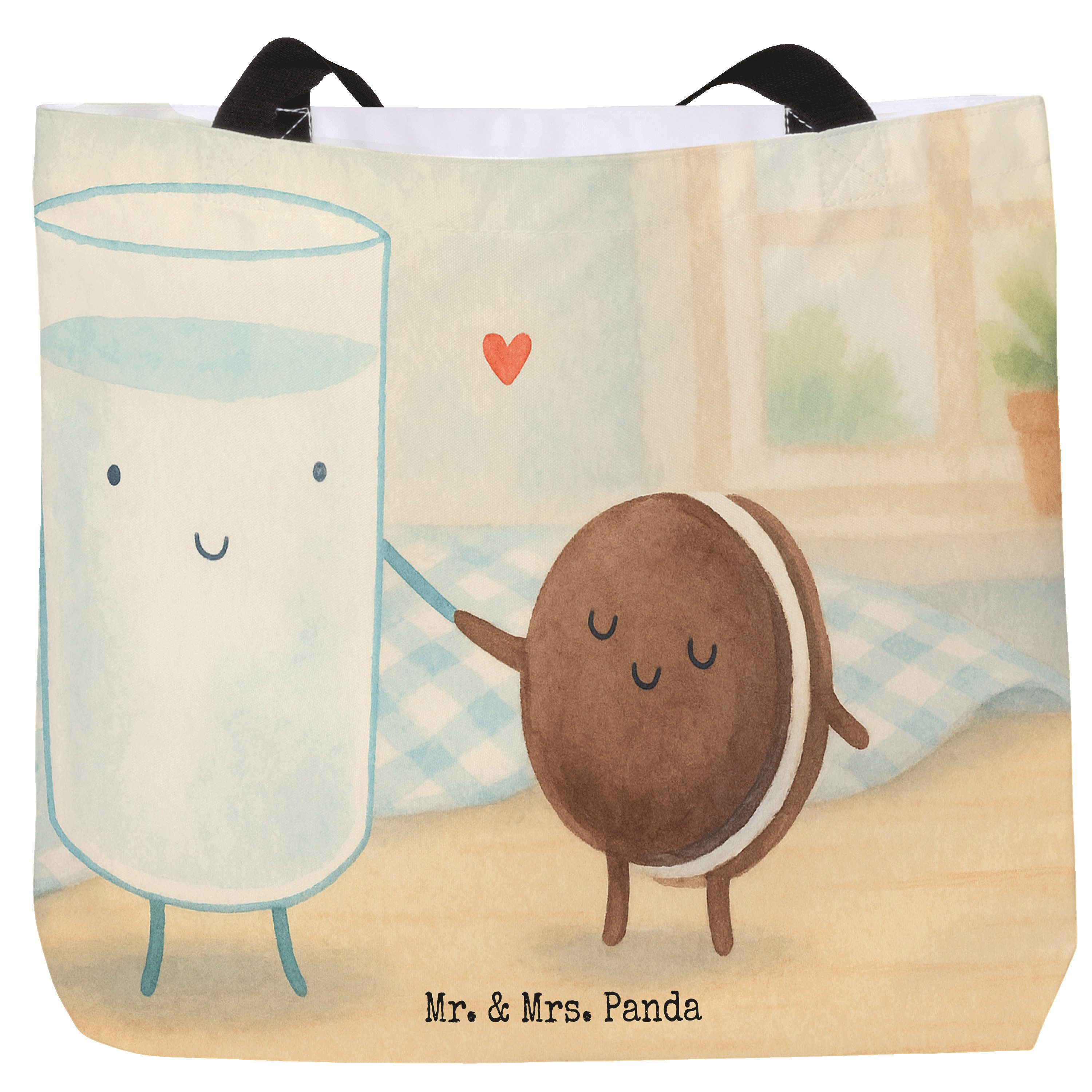 Shopper Milch Keks Design, Tote Bag, Weiß, Bag, Kekse, Schultasche, Tasche, B