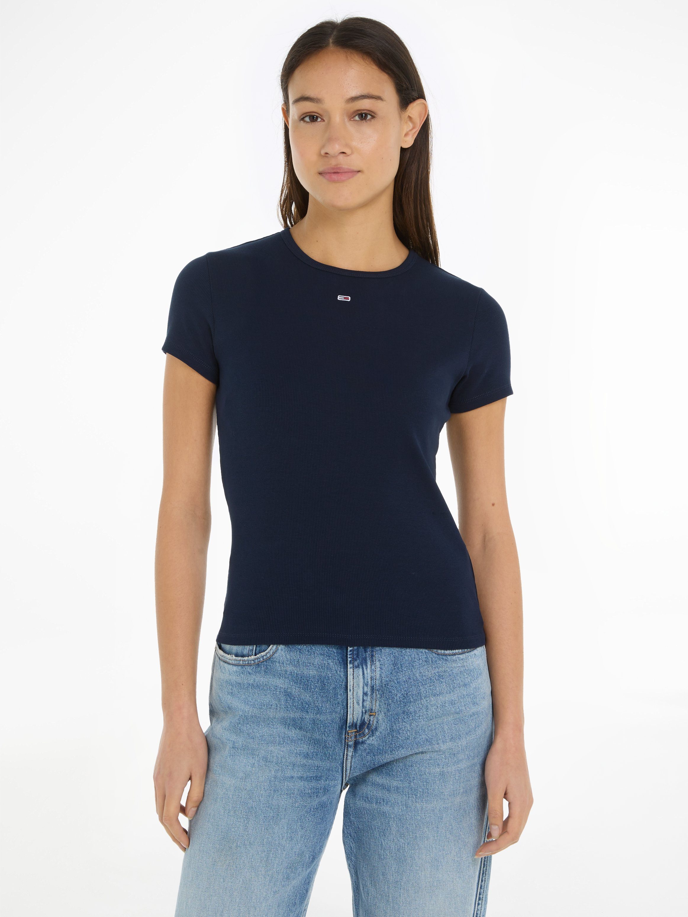 Tommy Jeans Curve T-Shirt Slim Essential Rib Große Größen