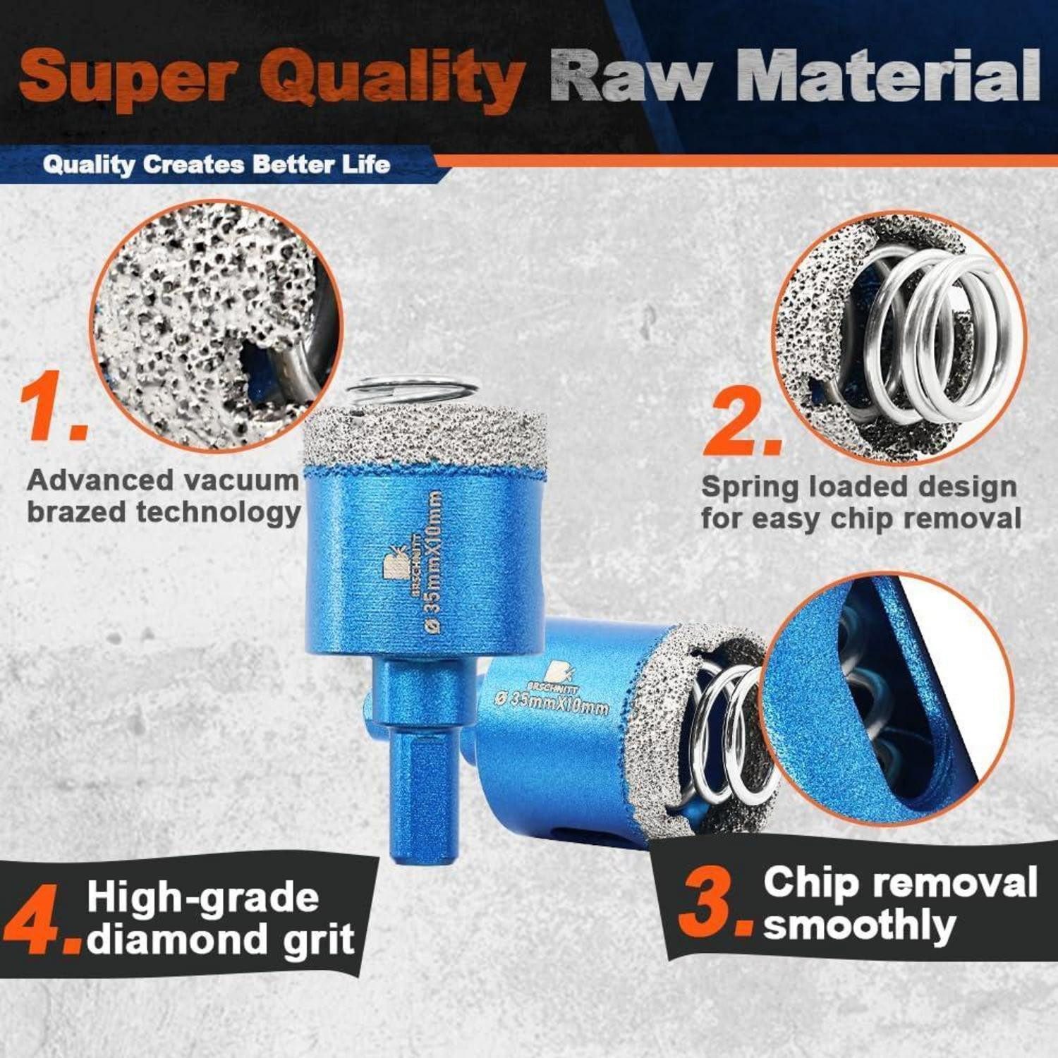 LuxusKollektion Fliesenbohrer Bohrkrone Diamant Fliesenbohrer Feder Keramik Granit Marmor 50mm 1